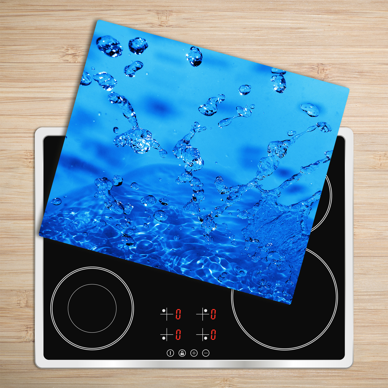 Planche à découper en verre Tulup Forme rectangulaire - 80x52 cm - Tranches de citron vert dans l'eau | Leroy Merlin