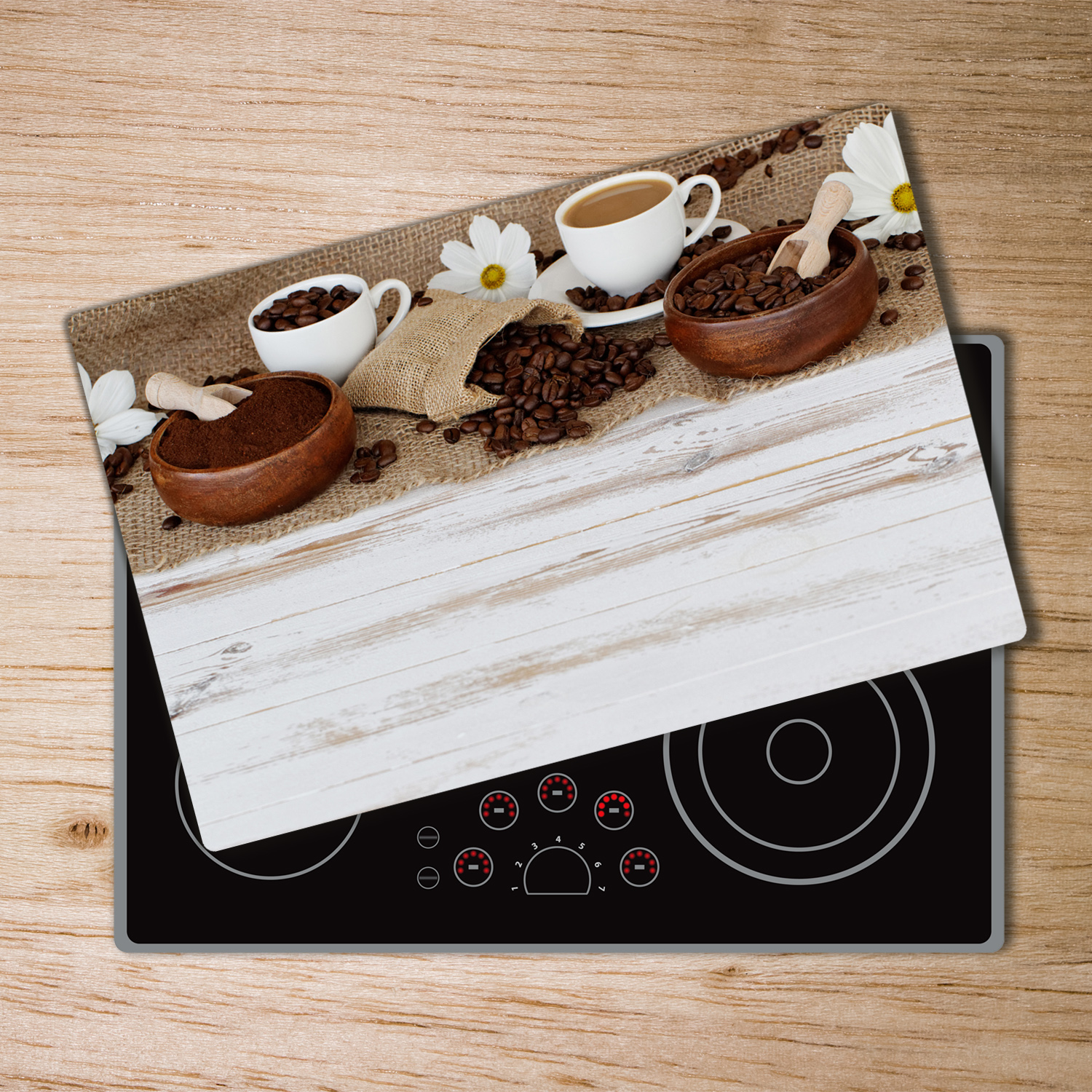 Glas-Herdabdeckplatte Ceranfeldabdeckung Spritzschutz 80x52 Italienisches Essen