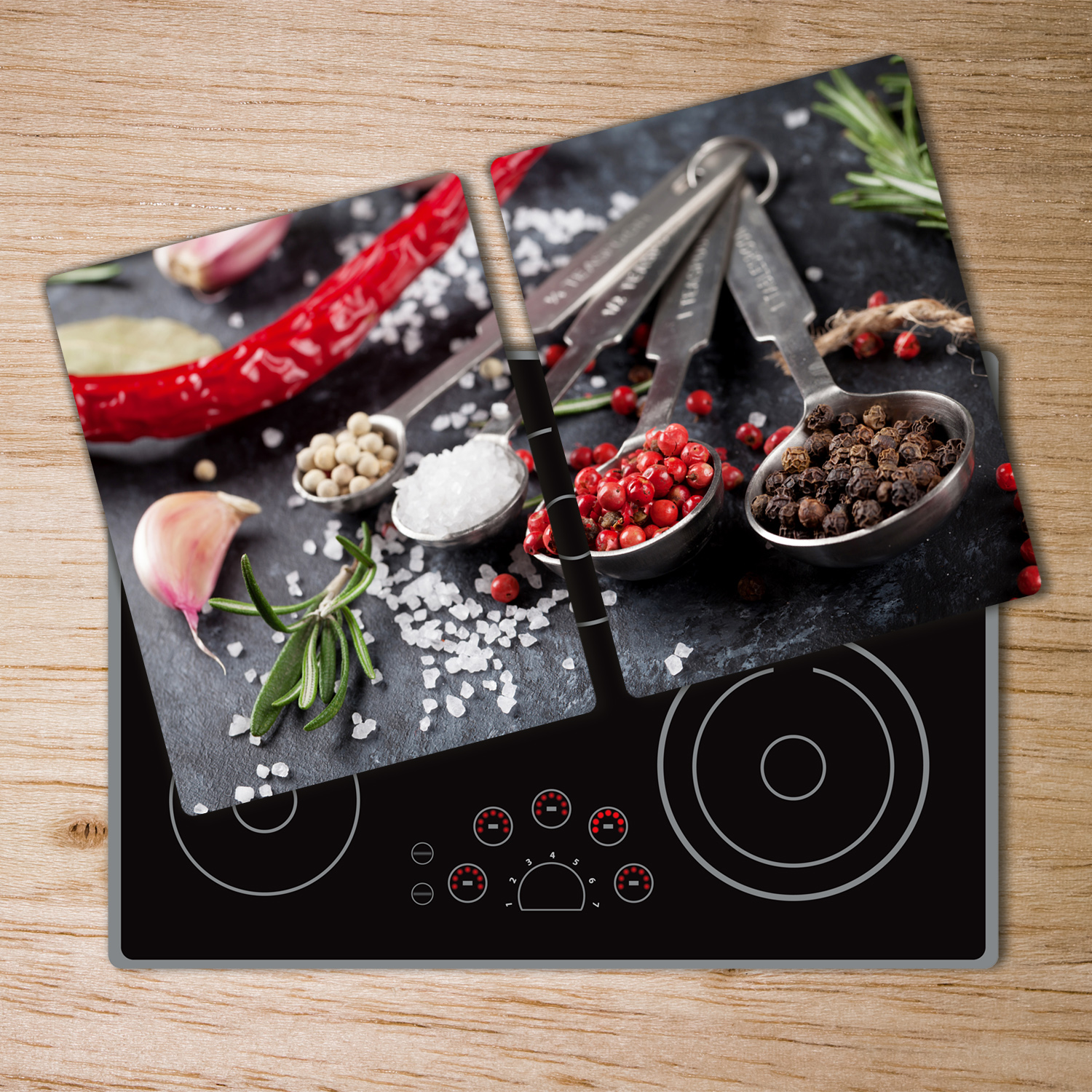 Glas-Herdabdeckplatte Ceranfeldabdeckung 2x40x52 Zweiteilig Kräuter und