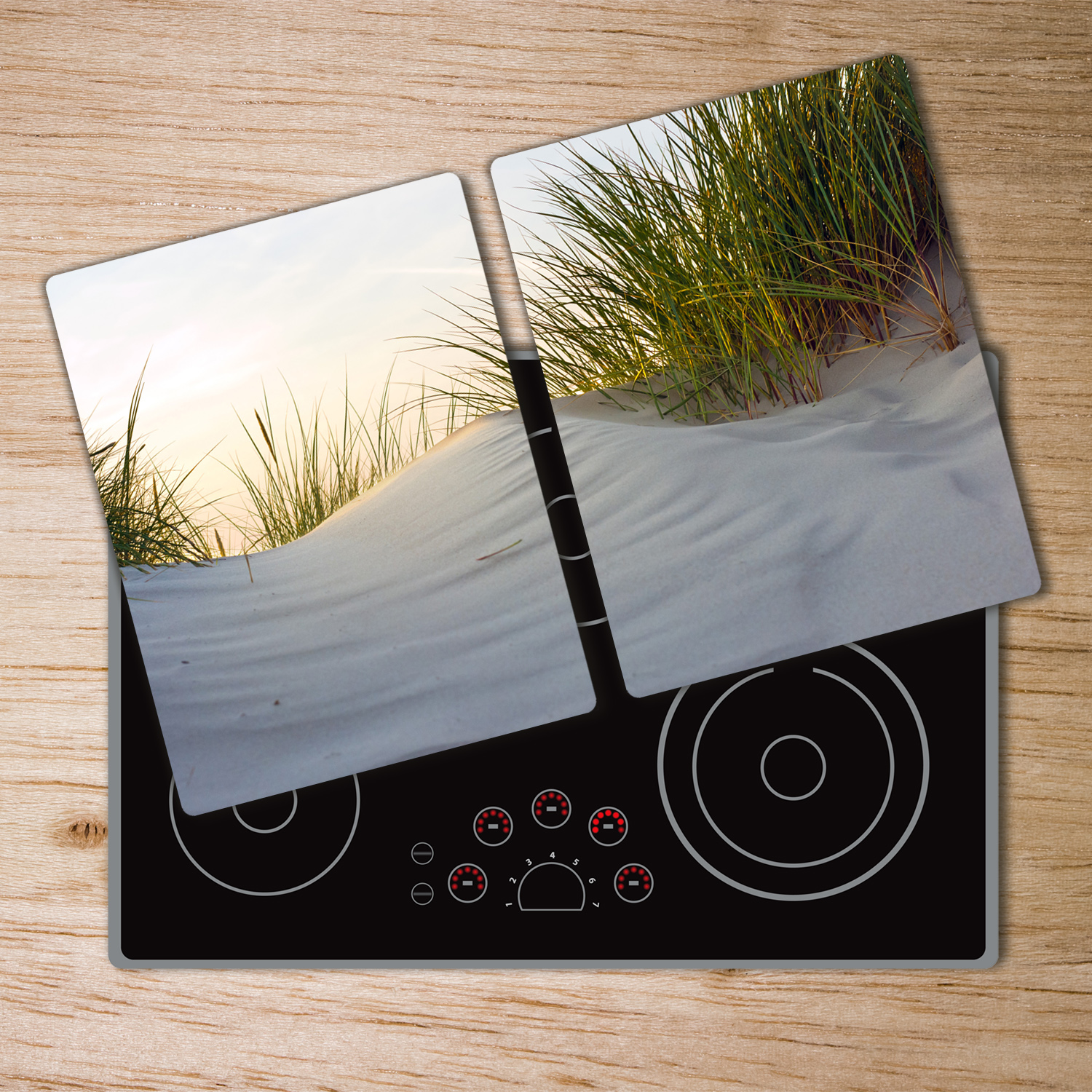 Glas-Herdabdeckplatte Ceranfeldabdeckung 2x40x52 Zweiteilig Kaffeetasse