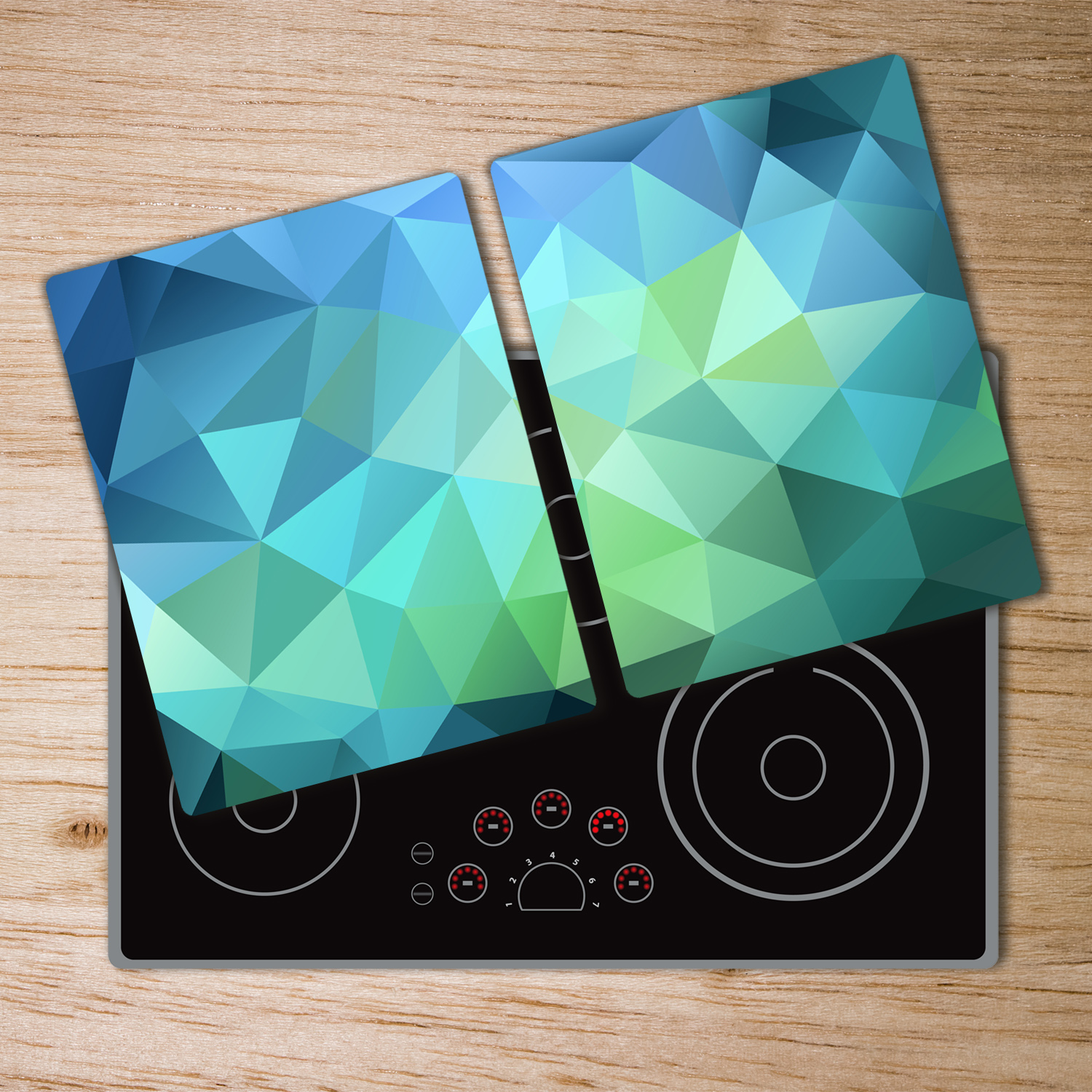 Glas-Herdabdeckplatte Ceranfeldabdeckung 2x40x52 Zweiteilig Abstraktes