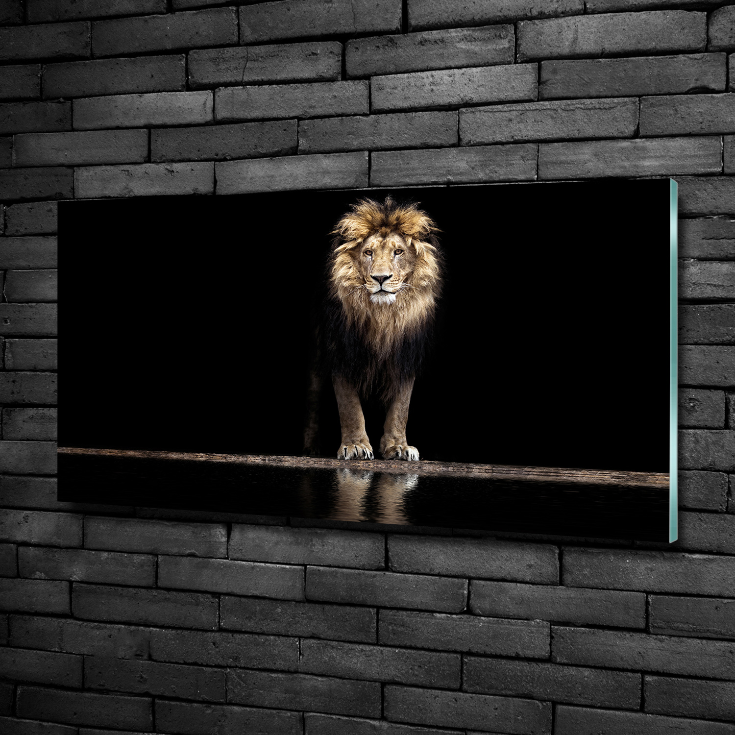 Glas-Bild Wandbilder Druck auf Glas 140x70 Deko Tiere Löwe Sterne