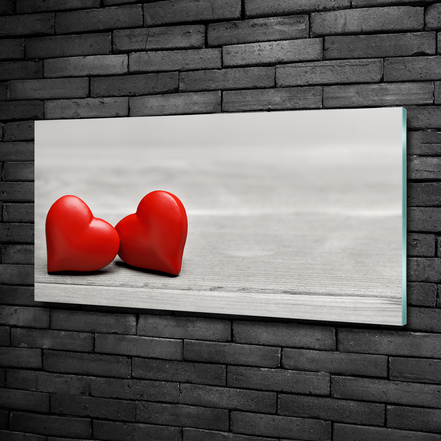 Glas-Bild Wandbilder Druck auf Glas 100x50 Deko Sonstige Herzen auf Holz