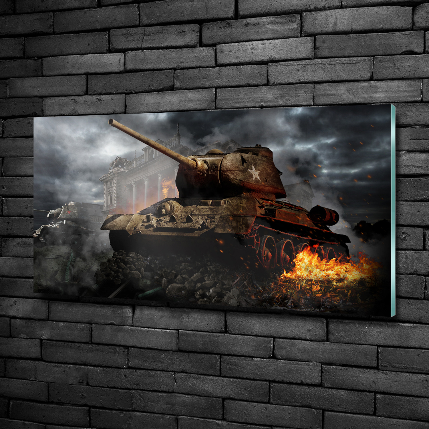 Glas-Bild Wandbilder Druck auf Glas 100x50 Deko Fahrzeuge Tank