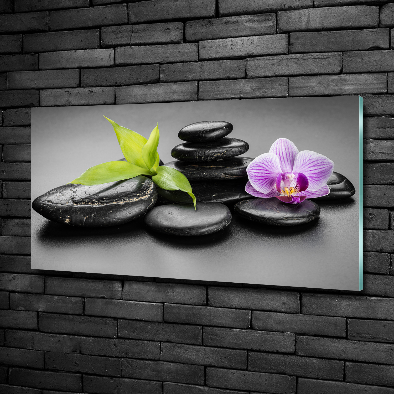 Wandbild Glas-Bild Druck auf Glas 100x50 Deko Blumen & Pflanzen Zen Steine