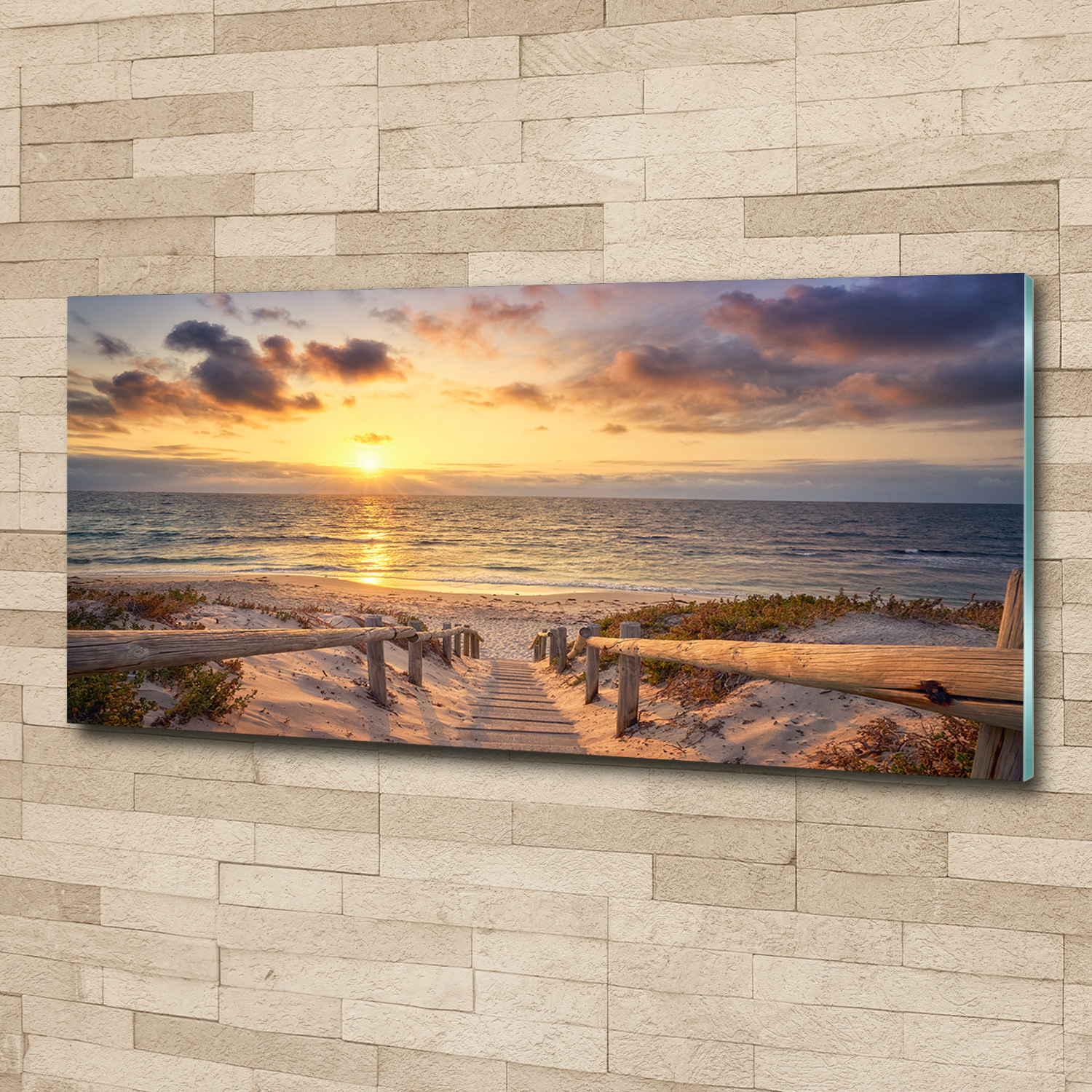 Glas-Bild Wandbilder Druck auf Glas 125x50 Deko Landschaften Weg zum Strand