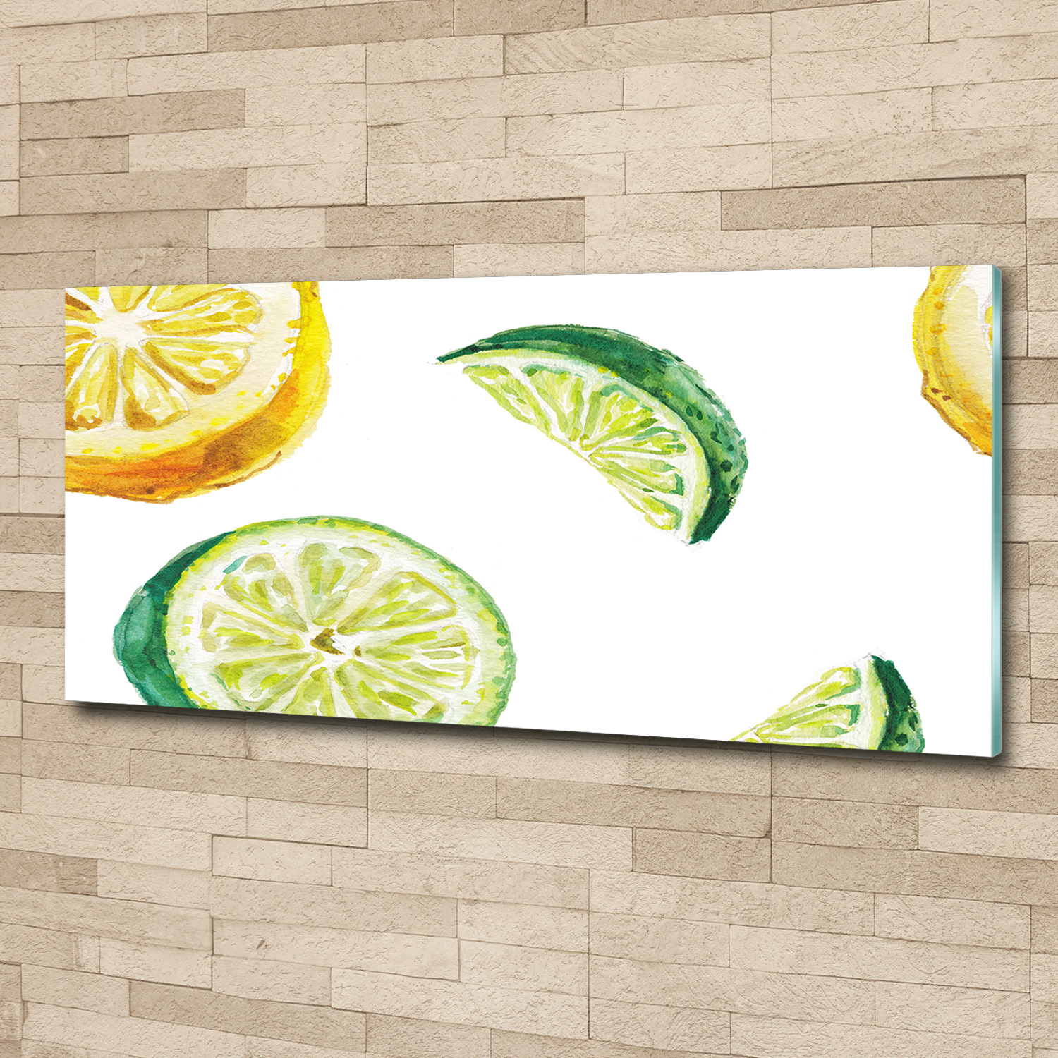 Glas-Bild Wandbilder Druck auf Glas 125x50 Essen /& Getränke Limette im Wasser