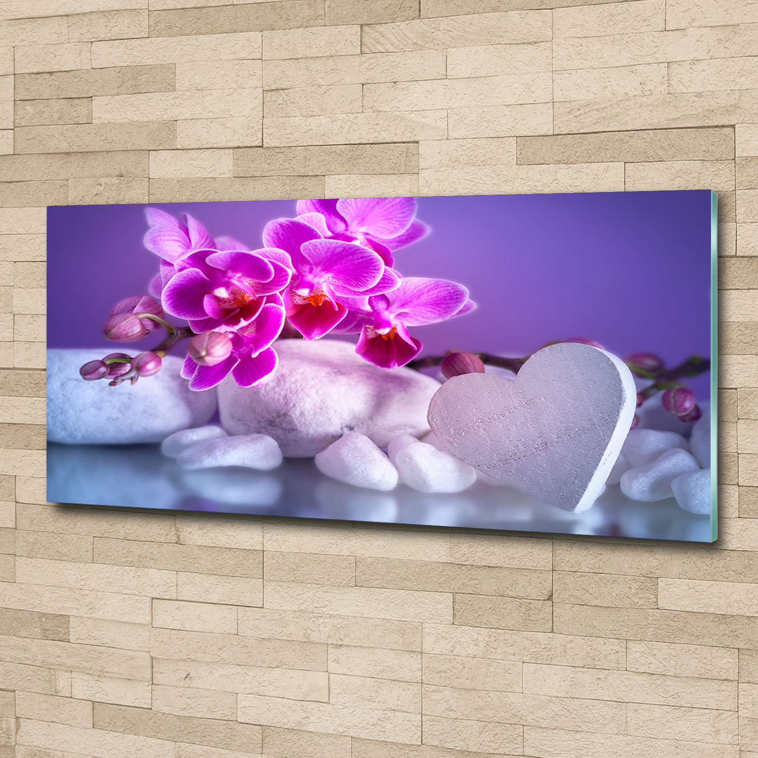 Glas-Bild Wandbilder Druck auf Glas 125x50 Deko Blumen & Pflanzen Orchidee Herz