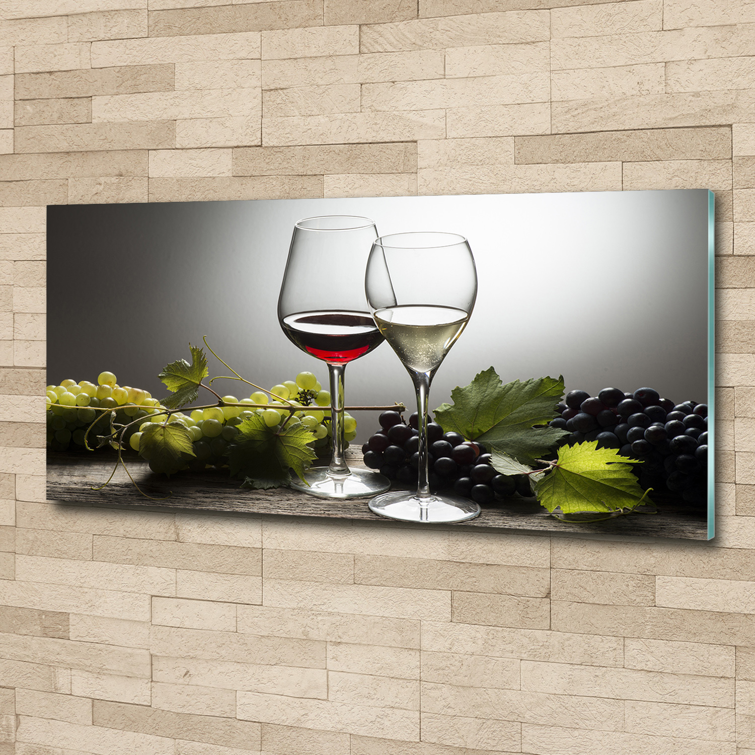 Glas-Bild Wandbilder Druck auf Glas 125x50 Deko Essen & Getränke Wein Trauben