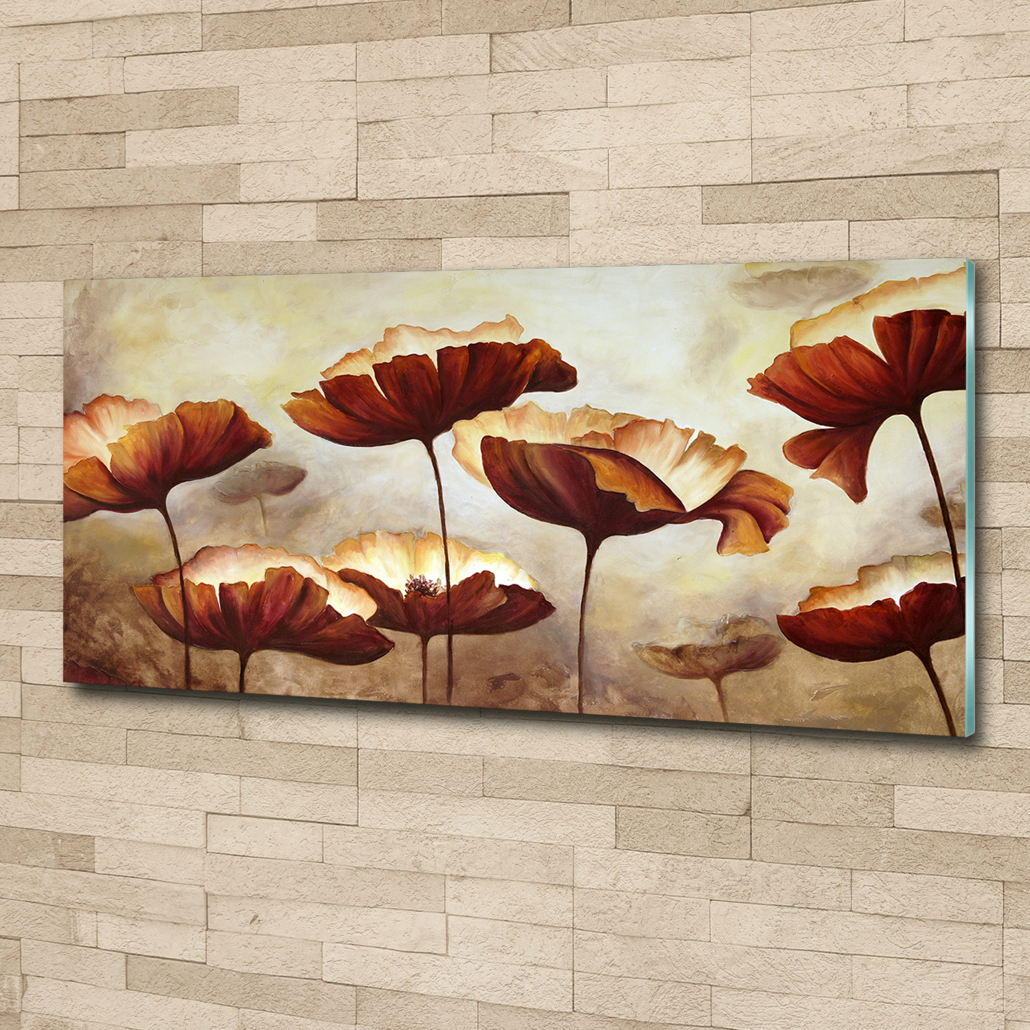 Glas-Bild Wandbilder Druck auf Glas 125x50 Deko Blumen & Pflanzen Mohnblumen