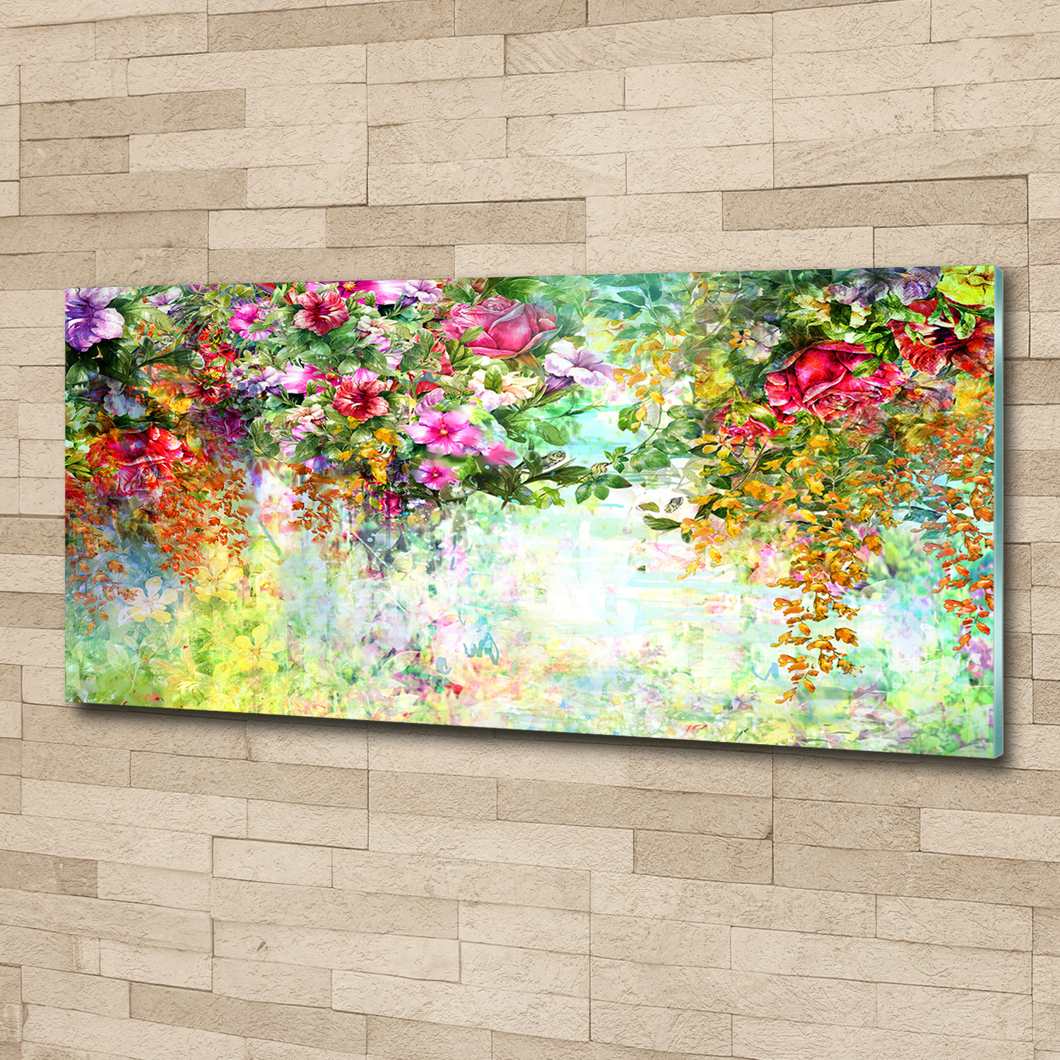 Glas-Bild Wandbilder Druck auf Glas 125x50 Deko Blumen & Pflanzen Bunte