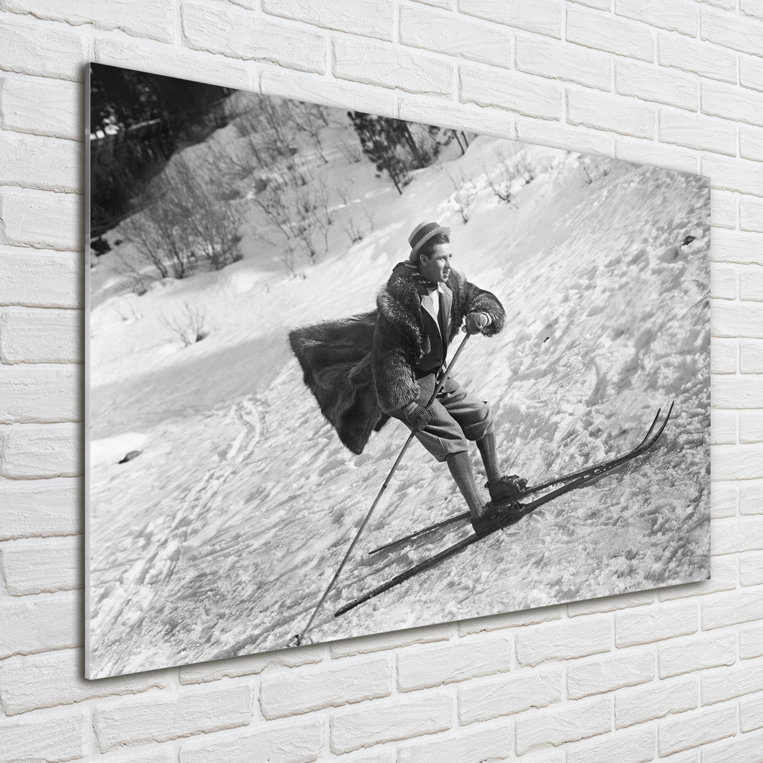 Glas-Bild Wandbilder Druck auf Glas 100x70 Deko Menschen Skifahrer
