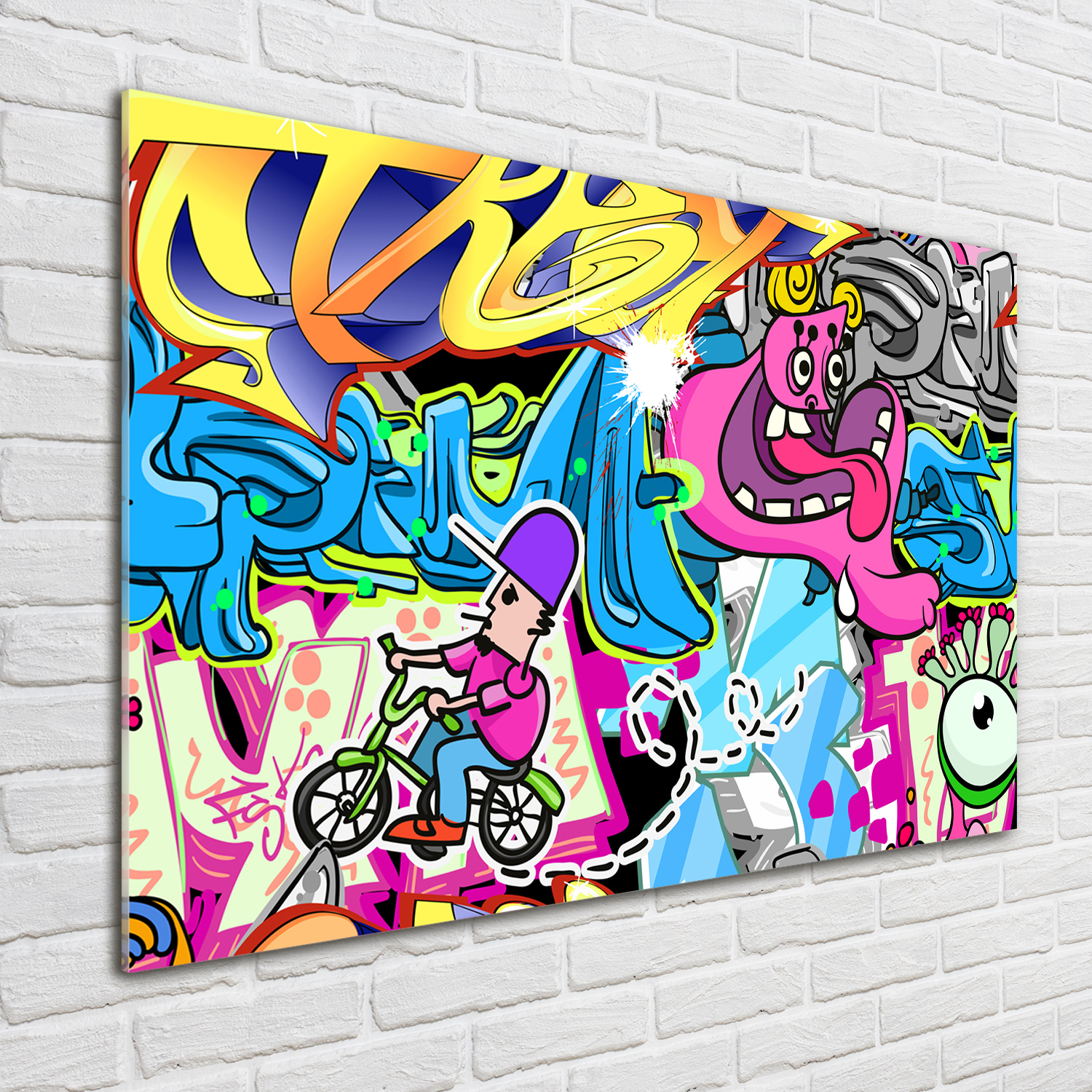 Glas-Bild Wandbilder Druck auf Glas 100x70 Deko Teenager Graffiti