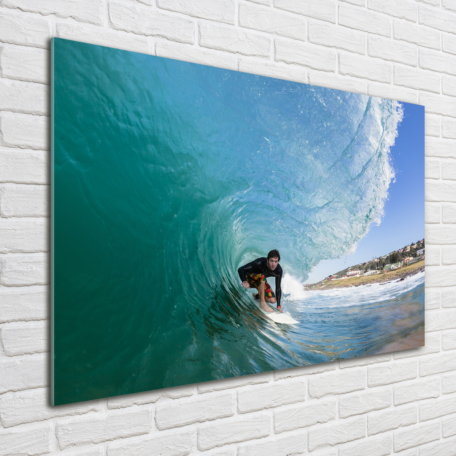 Planche De Cuisine En Verre Tulup 60x52 Cm - Thème Vague Sur La Plage - Bleu Moderne