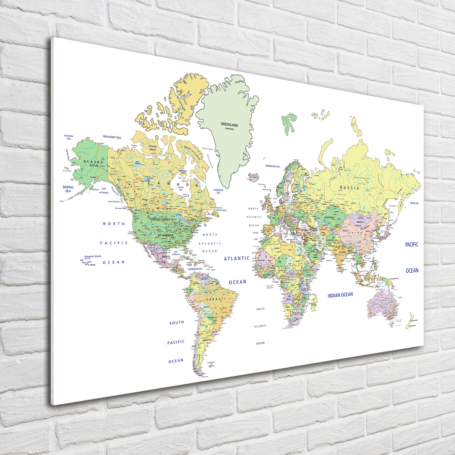 Glas-Bild Wandbilder Druck auf Glas 100x70 Deko Landkarten & Flaggen Weltkarte