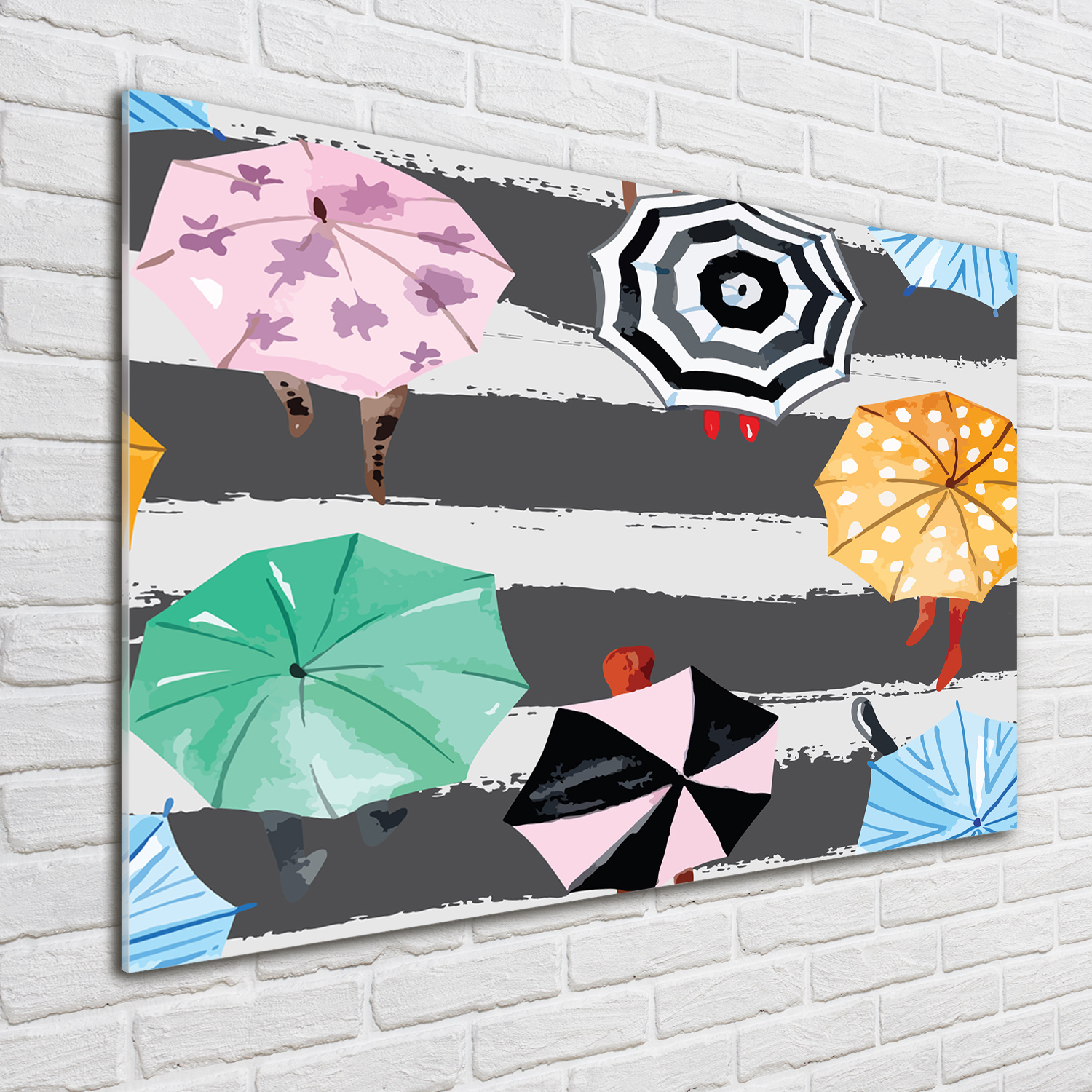 Glas-Bild Wandbilder Druck auf Glas 100x70 Deko Sonstige Bunte Regenschirme