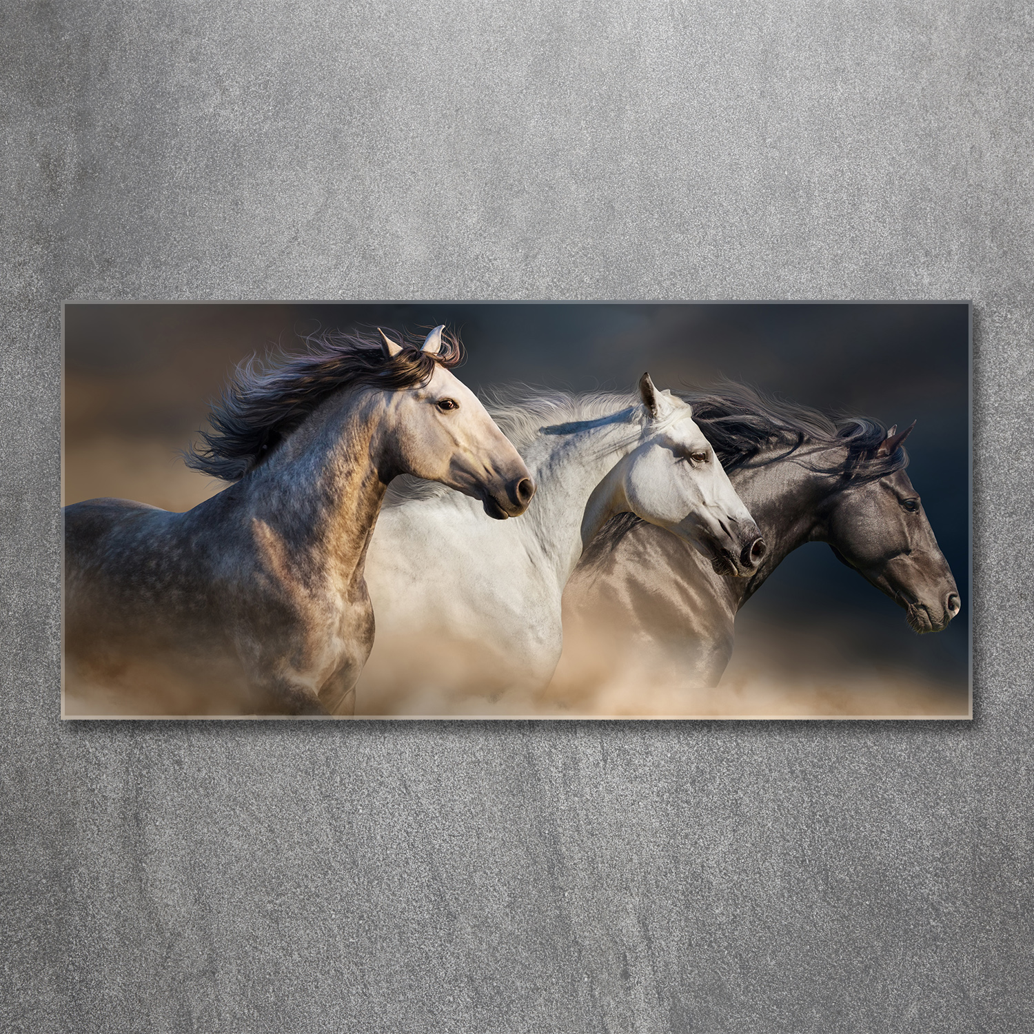 Glas-Bild Wandbilder Druck auf Glas 120x60 Deko Tiere Pferde im Galopp