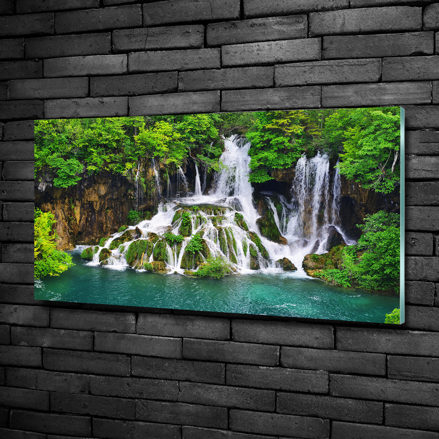 Acrylglas-Bild Wandbilder Druck 100x50 Deko Landschaften Wasserfall Berge