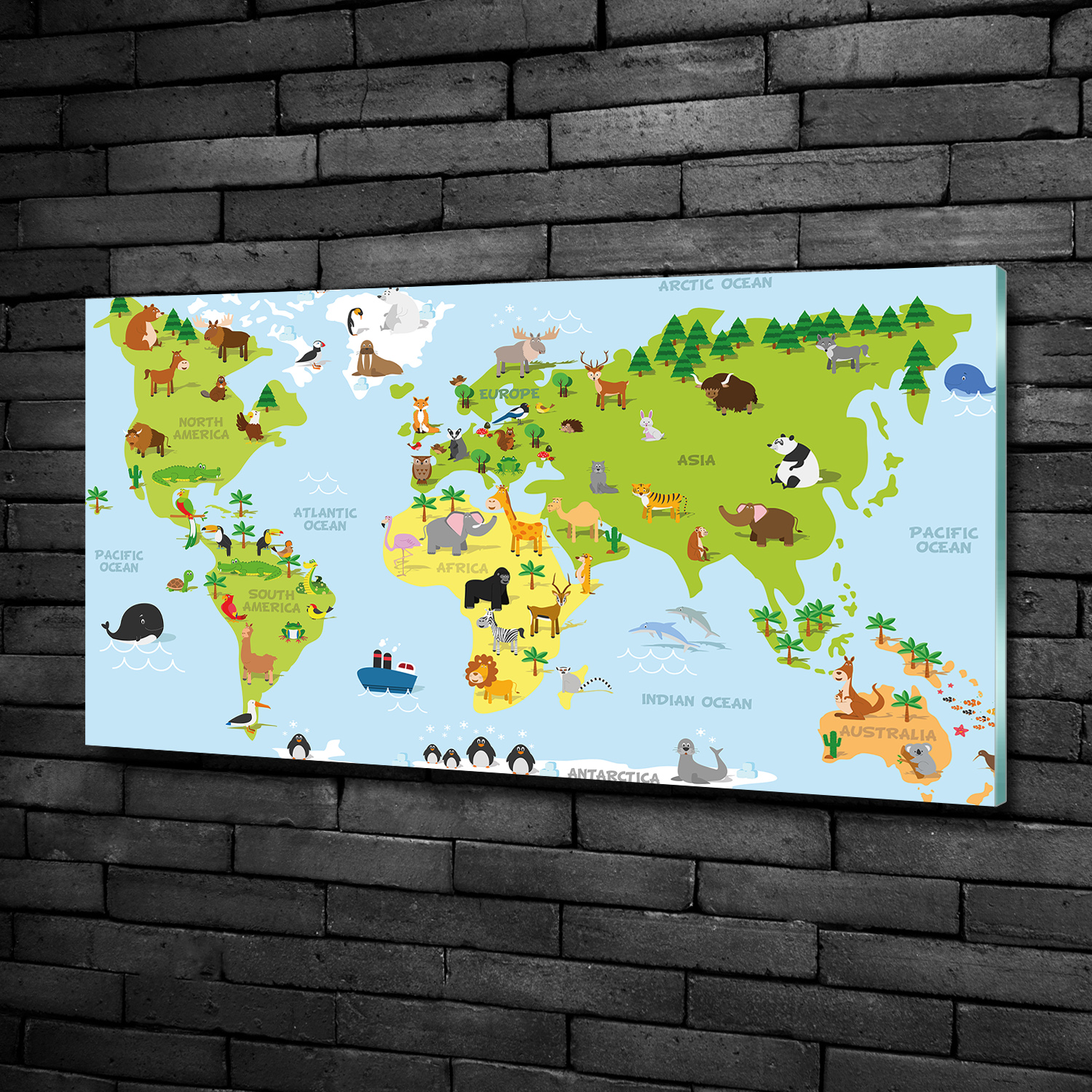 Acrylglas-Bild Wandbilder Druck 100x50 Deko Landkarten & Flaggen Karte Tiere