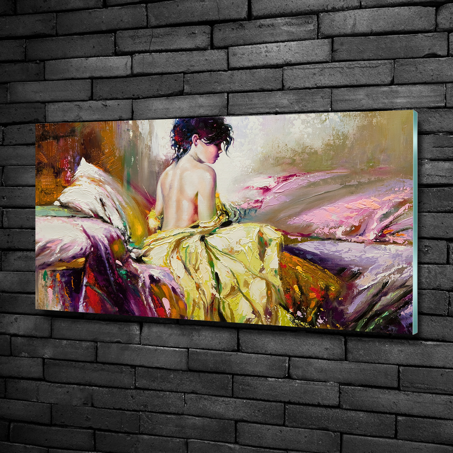 Wandbild aus Plexiglas® Druck auf Acryl 100x50 Kunst Halbnackte Frau