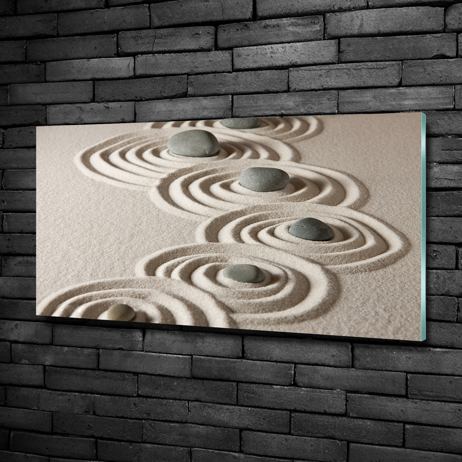 Wandbild aus Plexiglas® Druck auf Acryl 100x50 Kunst Zen Steine Sand
