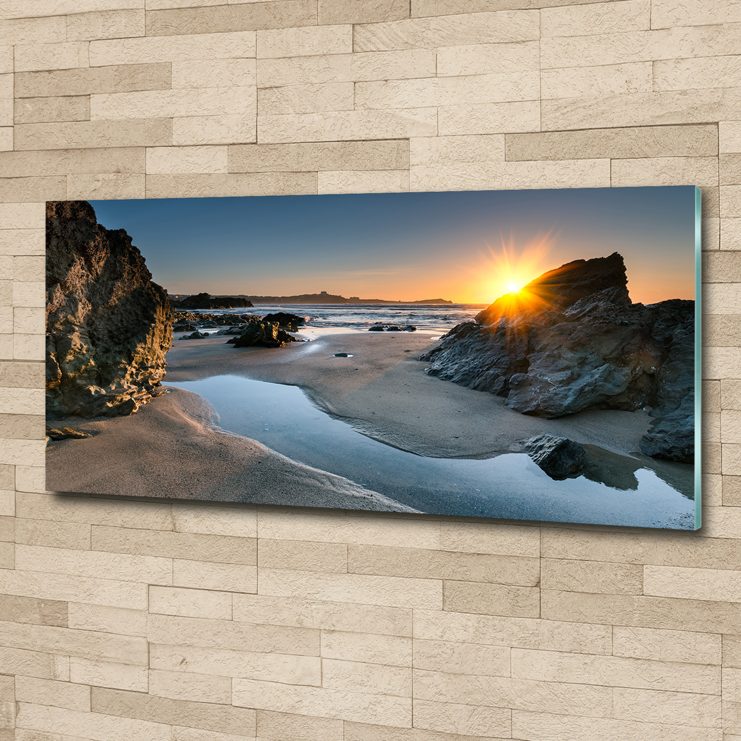 Acrylglas-Bild Wandbilder Druck 125x50 Deko Landschaften Felsen am Strand