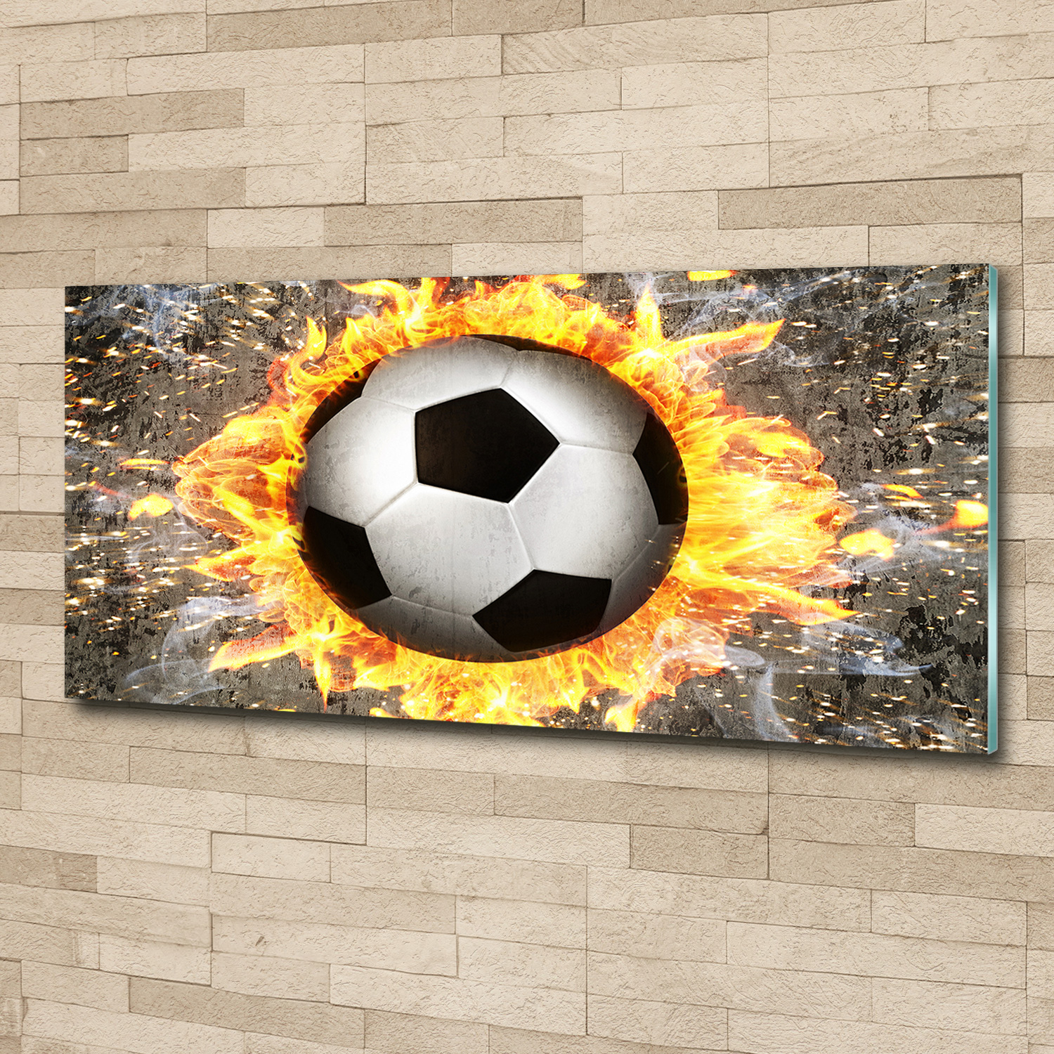 Acrylglas-Bild Wandbilder Druck 125x50 Deko Sport Brennender Fußball
