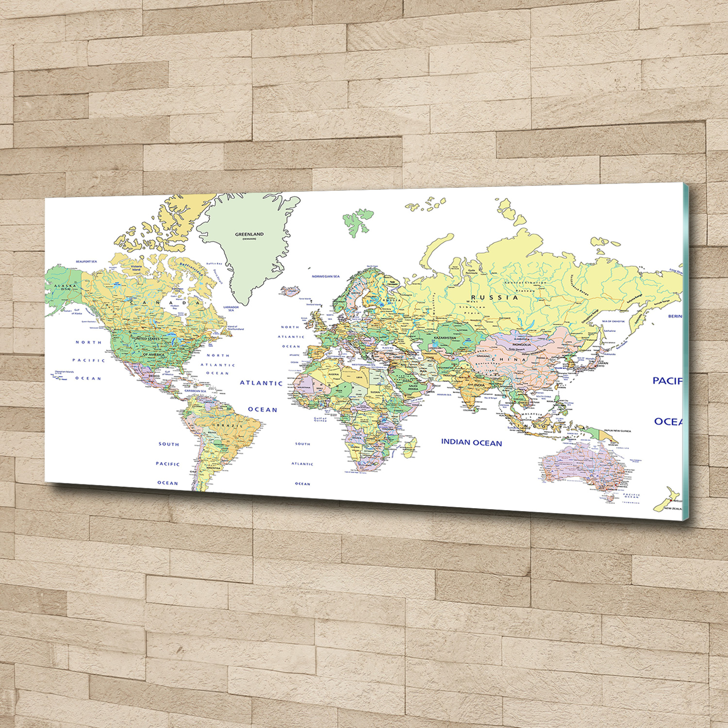 Acrylglas-Bild Wandbilder Druck 125x50 Deko Landkarten & Flaggen Weltkarte