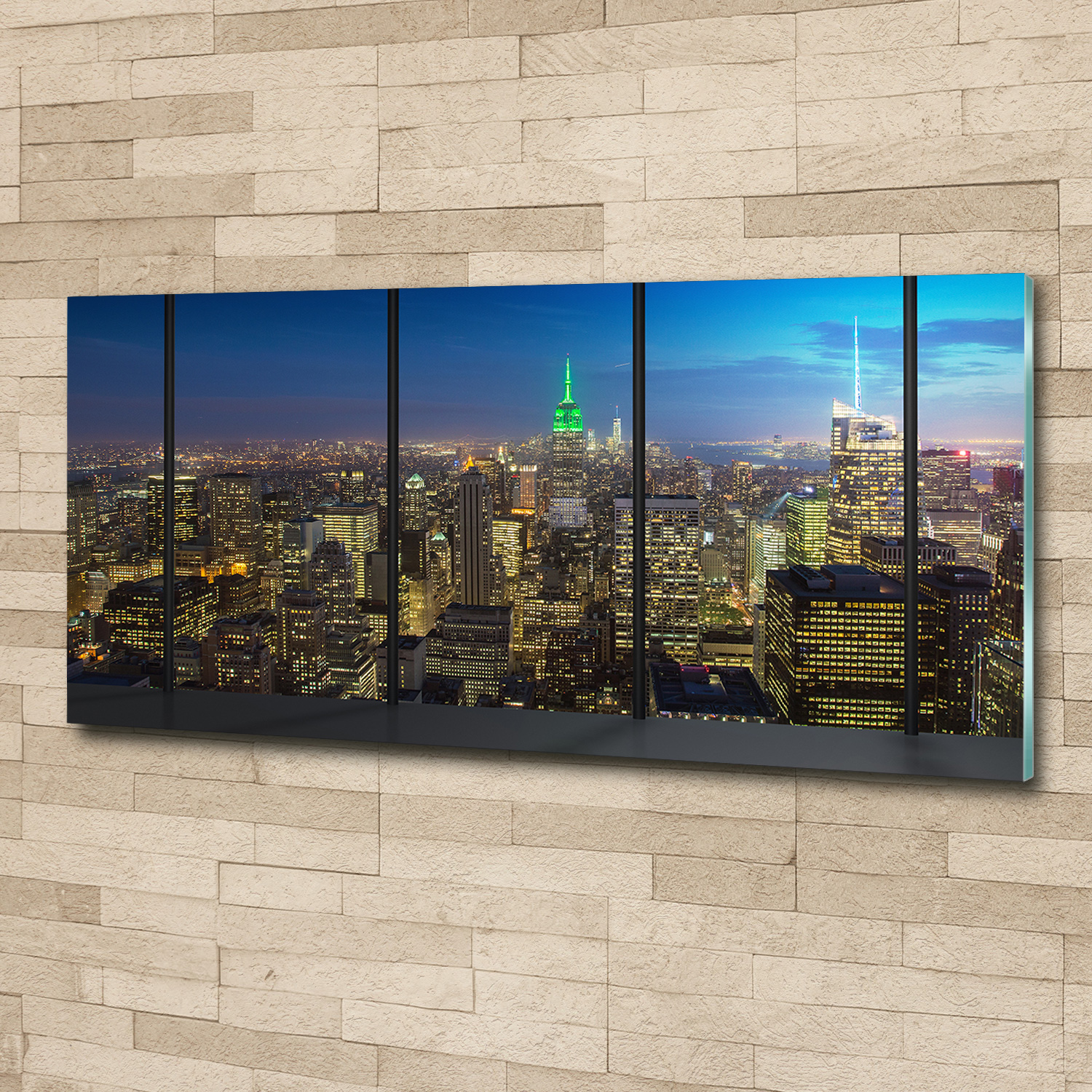 Acrylglas-Bild Wandbilder Druck 125x50 Sehenswürdigkeiten New York bei Nacht