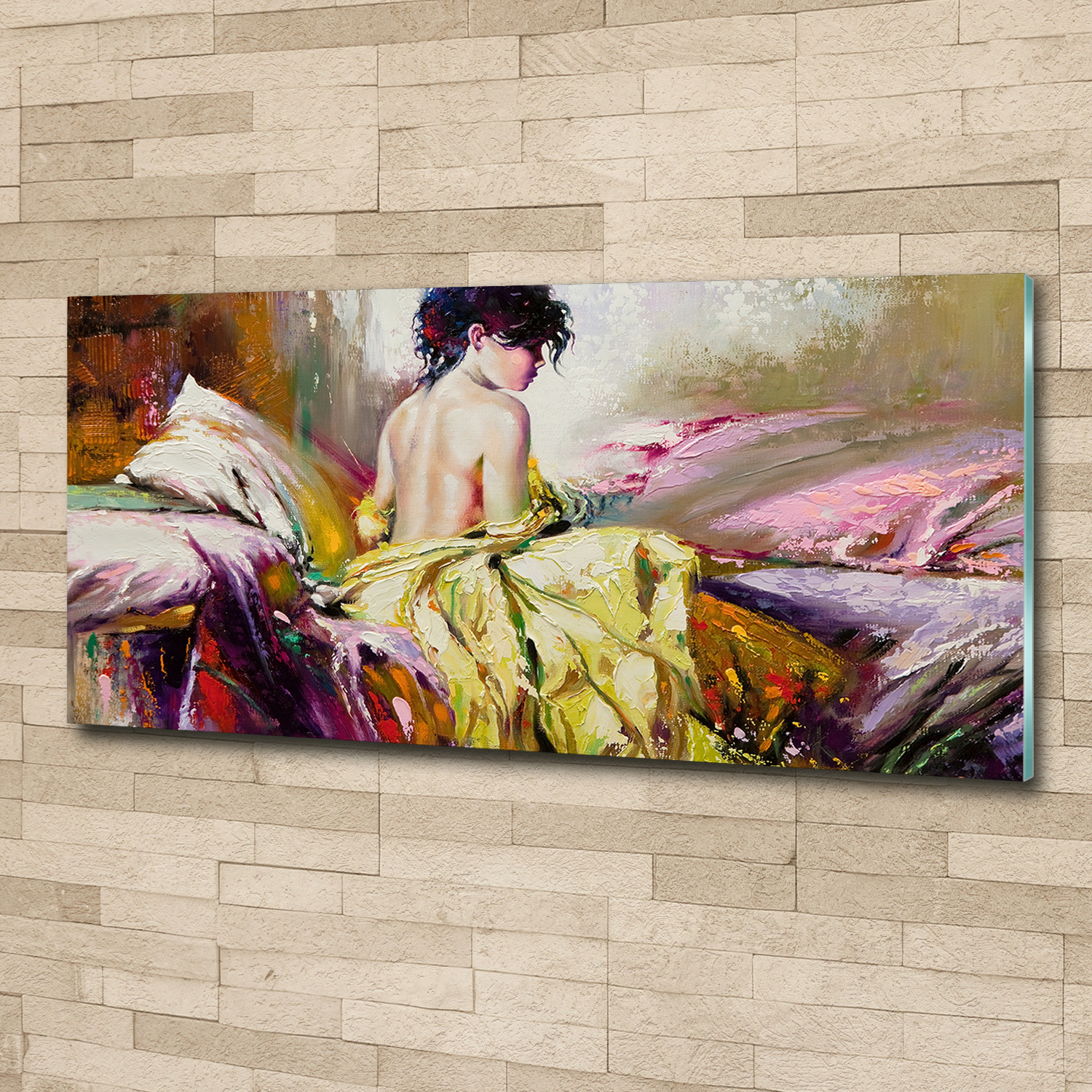 Wandbild aus Plexiglas® Druck auf Acryl 125x50 Kunst Halbnackte Frau