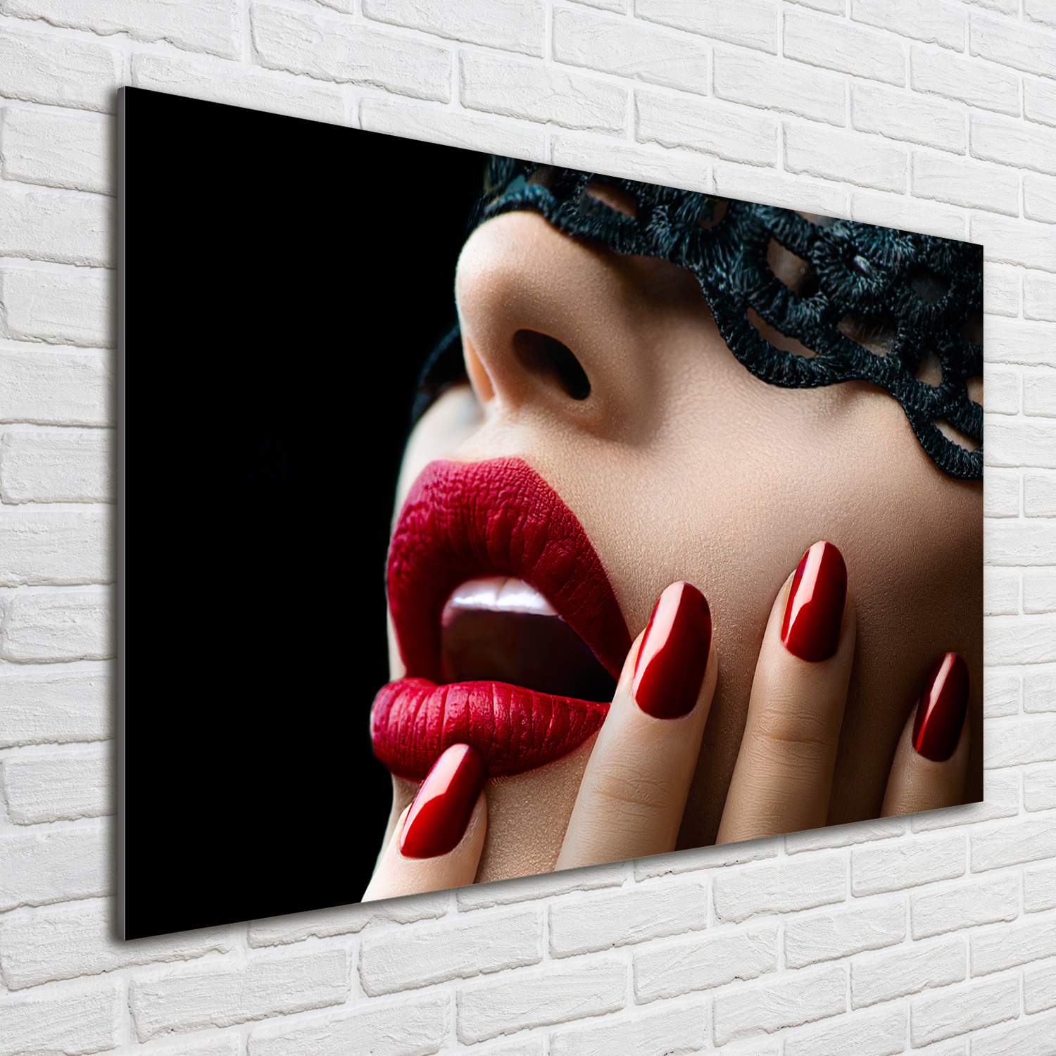 Acrylglas-Bild Wandbilder Druck 100x70 Deko Sinnlichkeit  Spitzen-Maske