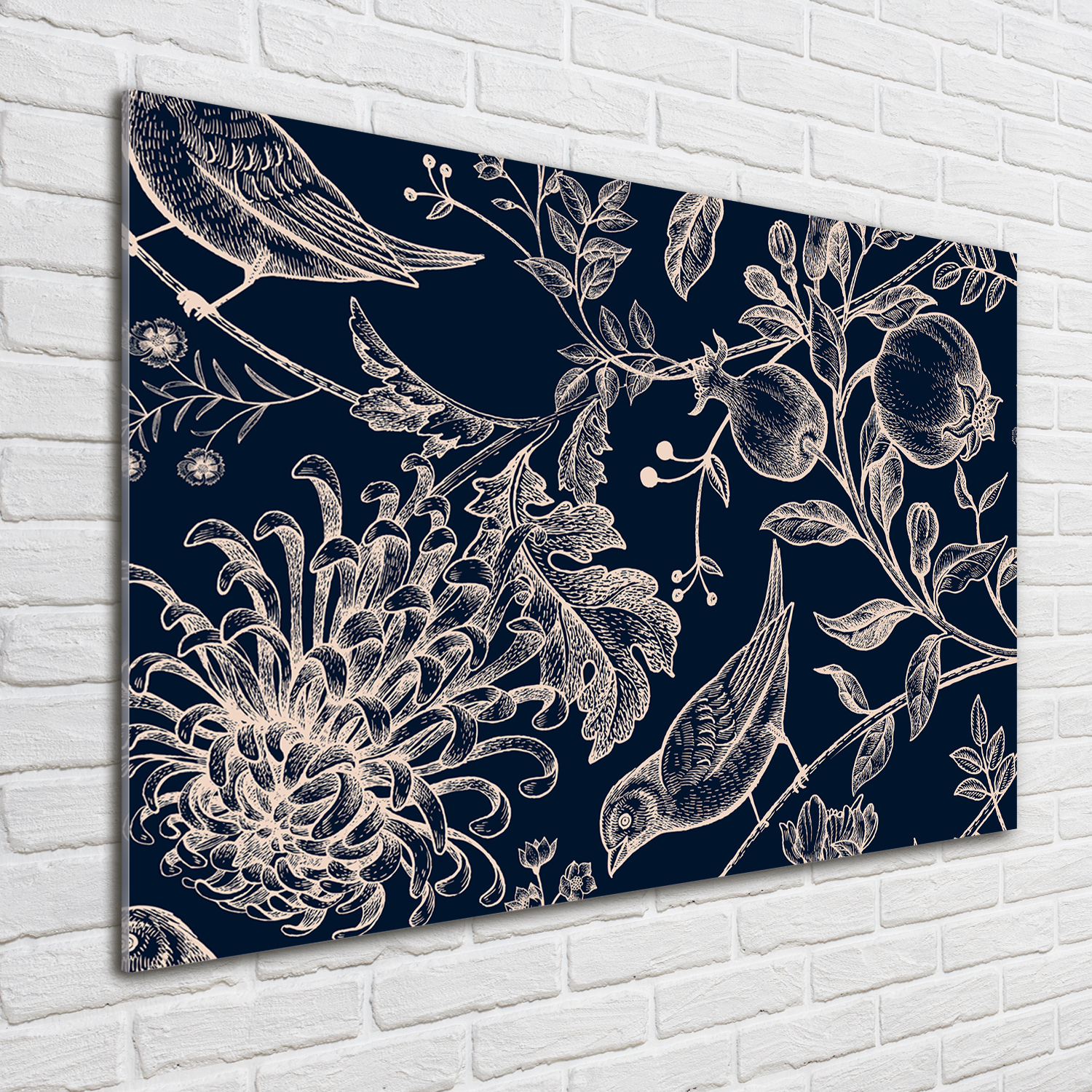 Wandbild aus Plexiglas® Druck auf Acryl 100x70 Blumen & Pflanzen Blumen Vögel