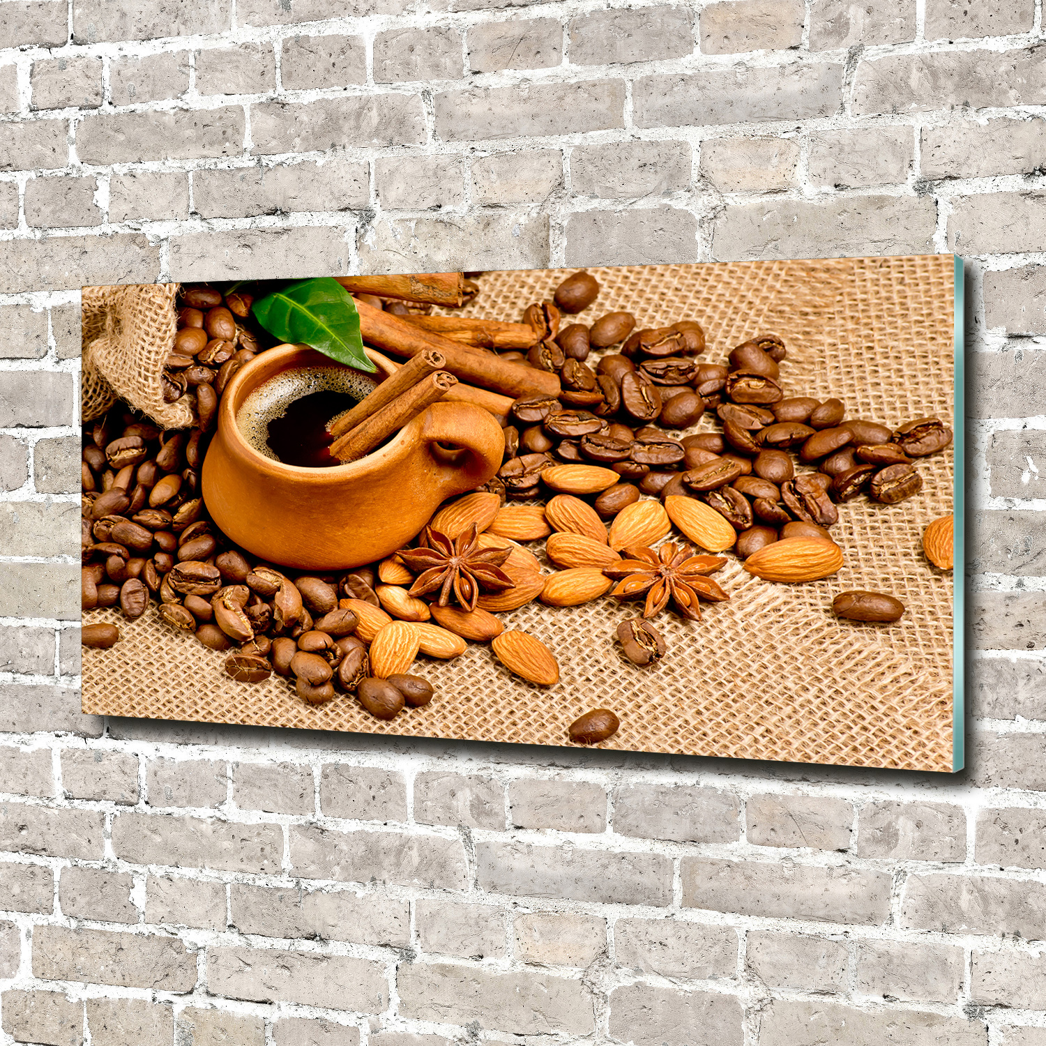 Acrylglas-Bild Wandbilder Druck 140x70 Deko Essen & Getränke Tasse Kaffeebohnen
