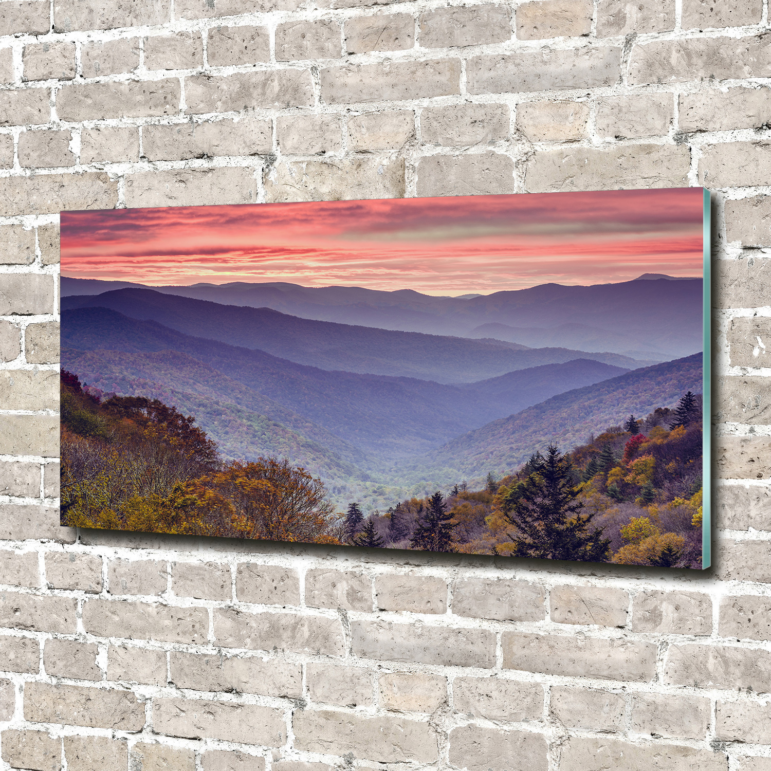 Wandbild aus Plexiglas® Druck auf Acryl 140x70 Landschaften Sonne Berge