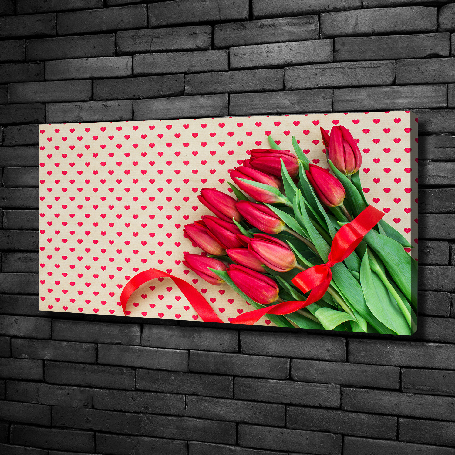 Leinwandbild Kunst-Druck 100x50 Bilder Blumen & Pflanzen Tulpen Herzen