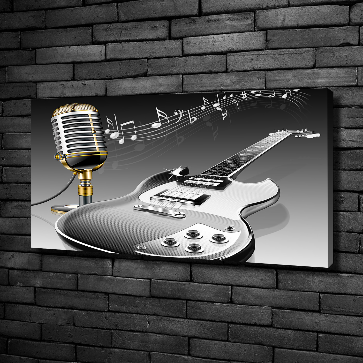 Leinwandbild Kunst-Druck 100x50 Bilder Musik Gitarre Mikrofon | eBay