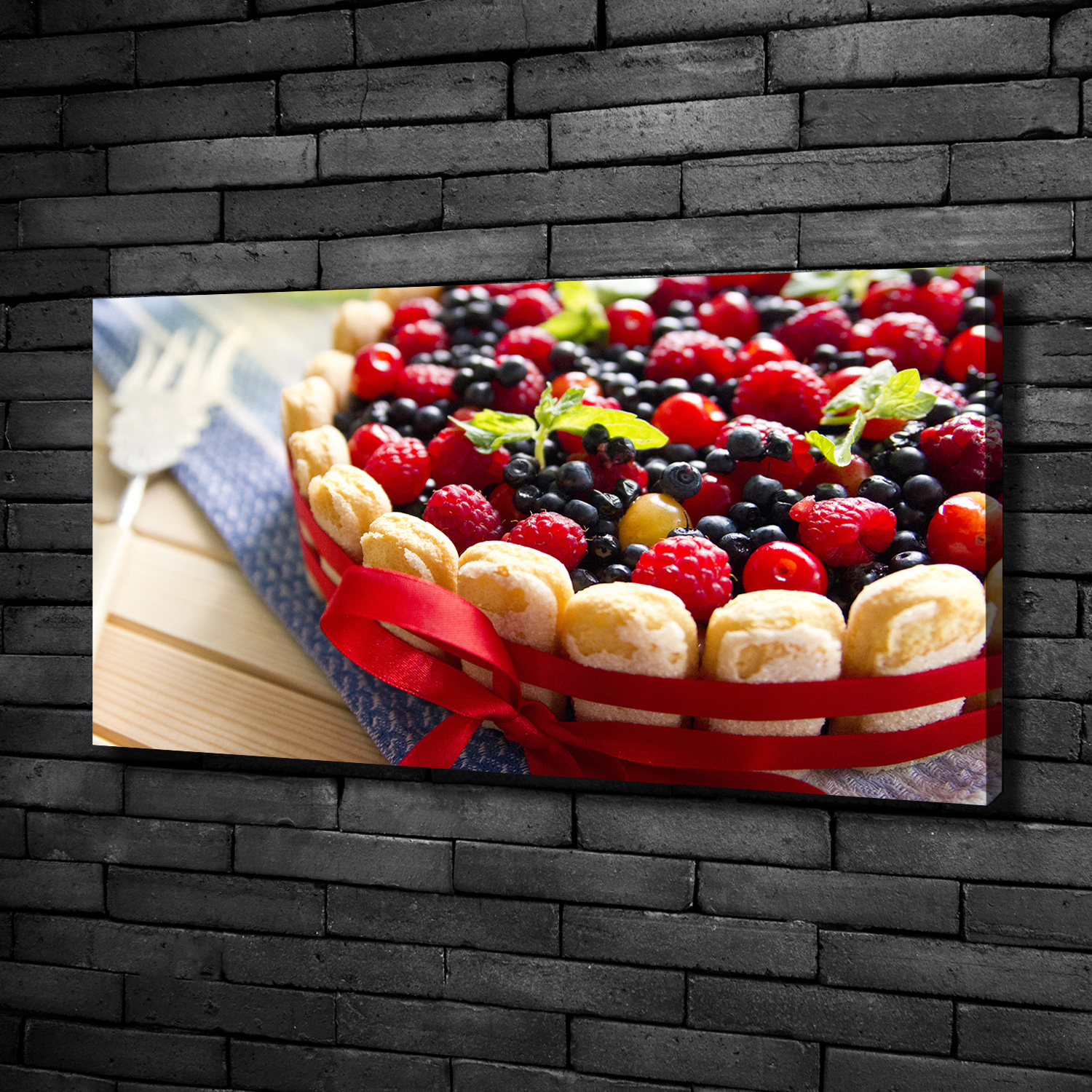 Leinwandbild Kunst-Druck 100x50 Bilder Essen Getränke Waldfrüchte Kuchen