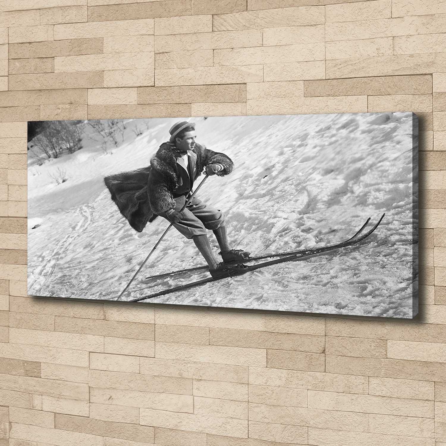 Leinwandbild Kunst-Druck 125x50 Bilder Menschen Skifahrer