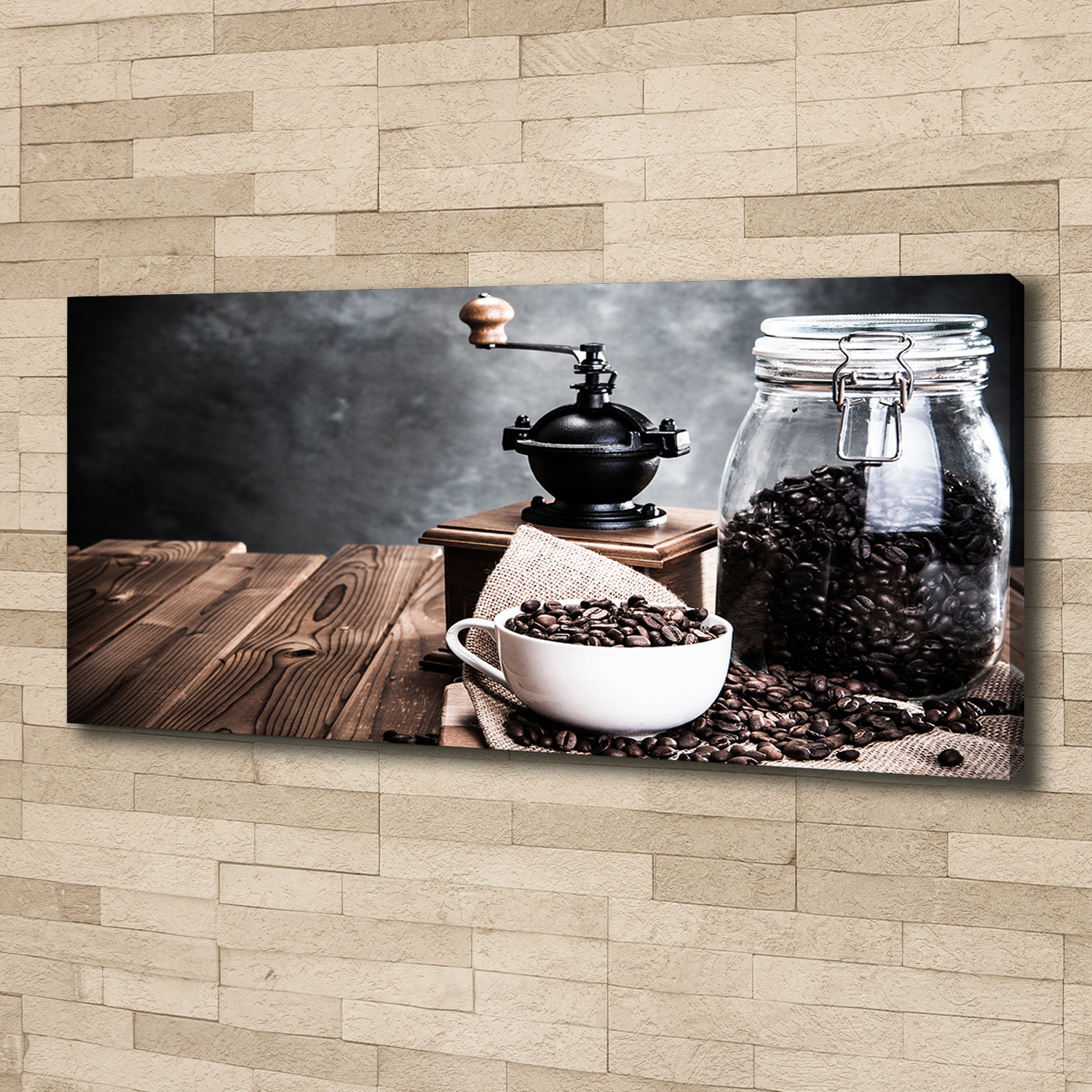 Leinwandbild Kunst-Druck 125x50 Bilder Essen & Getränke Kaffeemühle