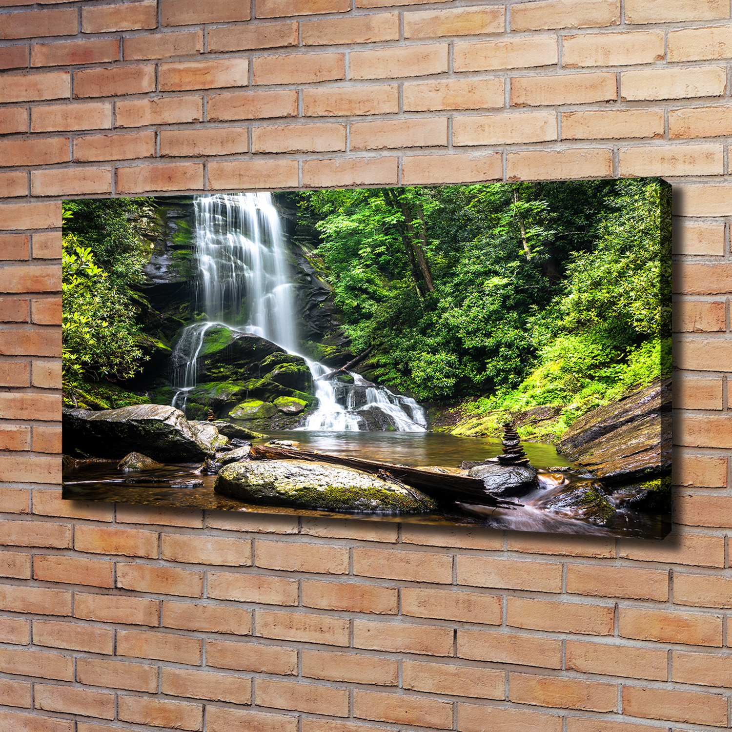 Leinwandbild Kunst-Druck 120x60 Bilder Landschaften Wasserfall im Wald