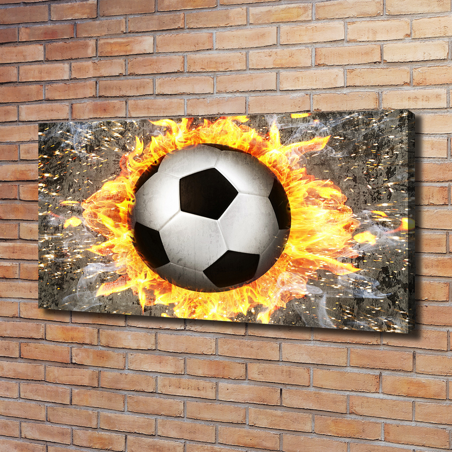 Leinwandbild Kunst-Druck 120x60 Bilder Sport Brennender Fußball