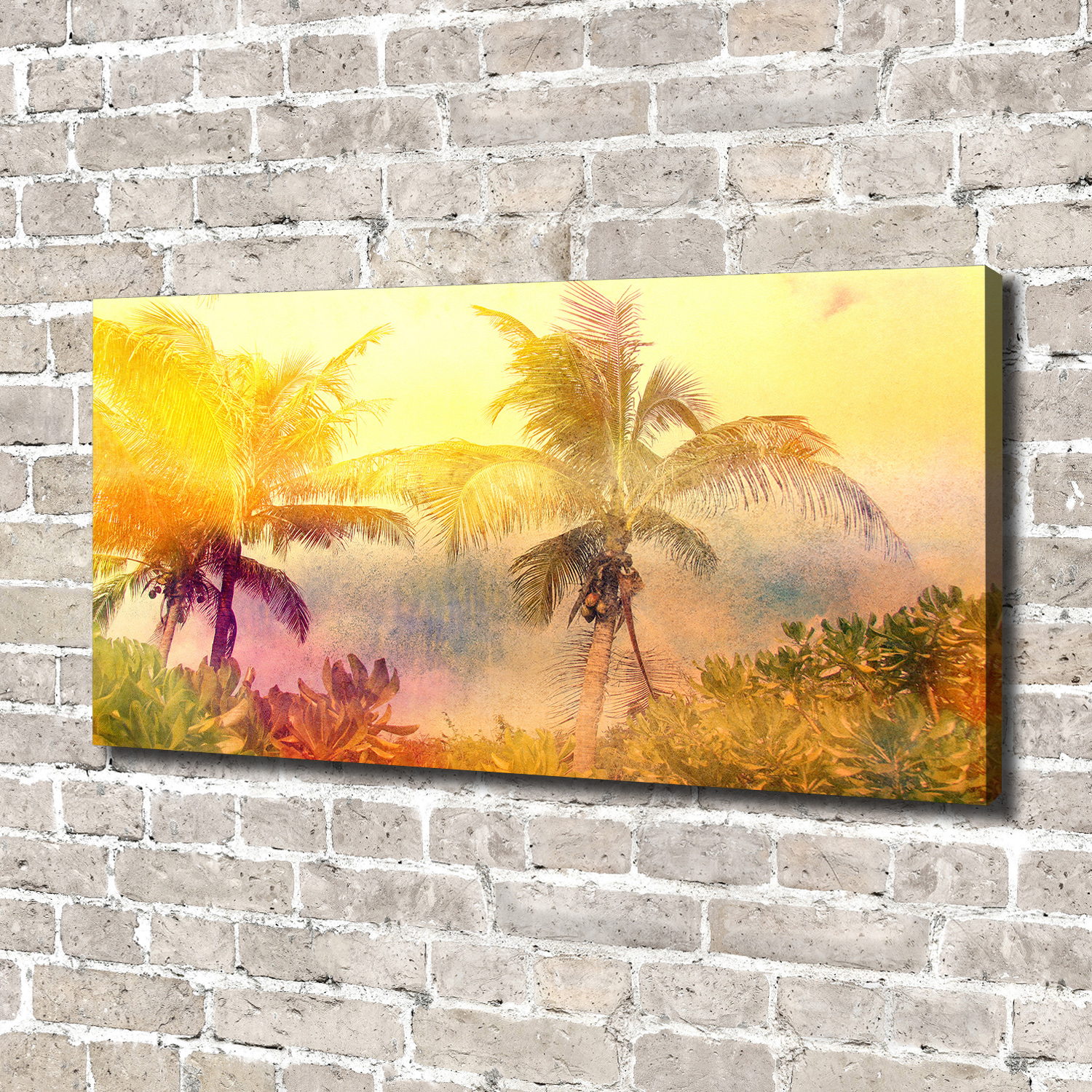 Leinwandbild Kunst-Druck 140x70 Bilder Landschaften Bunte Palmen