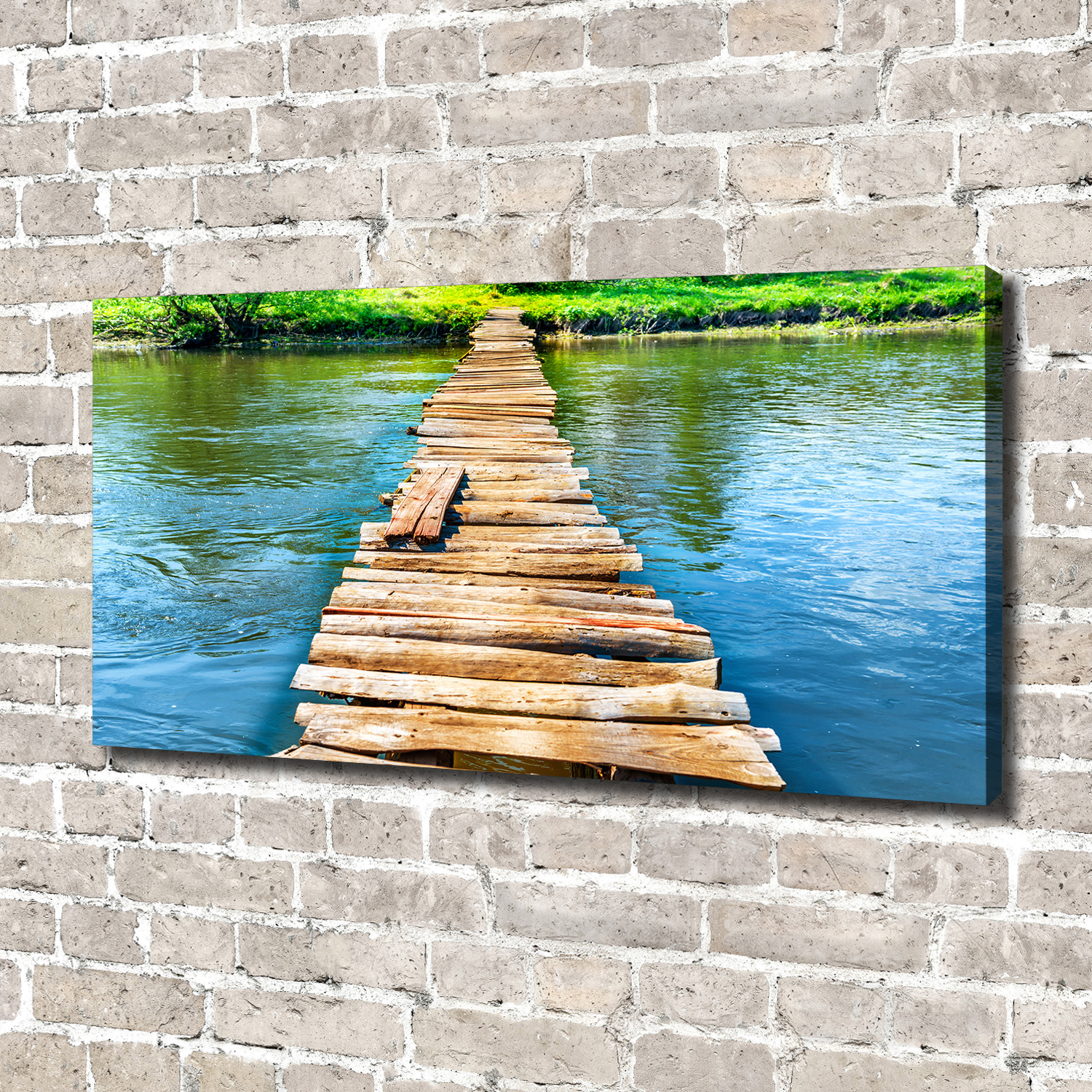 Leinwandbild Kunst-Druck 140x70 Bilder Landschaften Holzbrücke