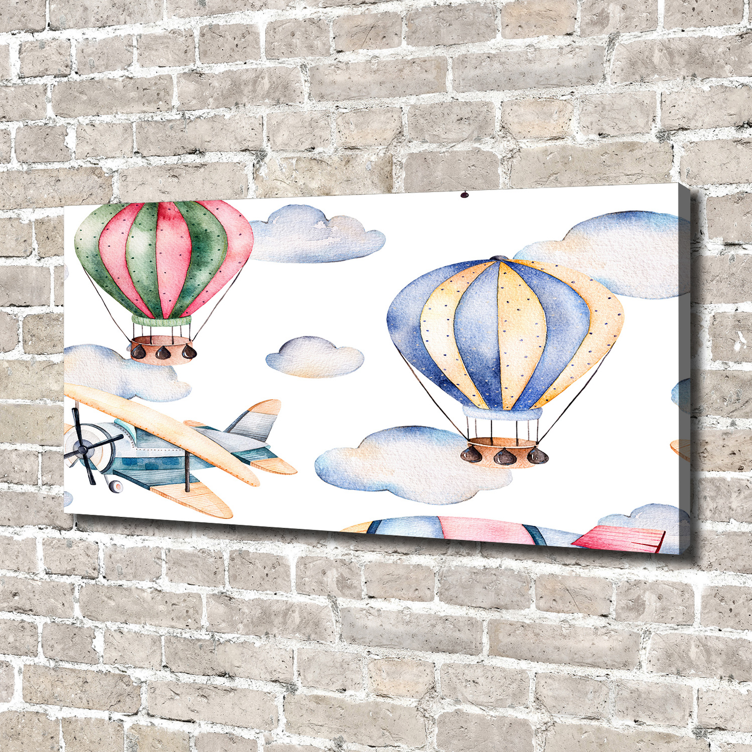 Leinwandbild Kunst-Druck 140x70 Bilder Kinderzimmer Flugzeuge Ballons