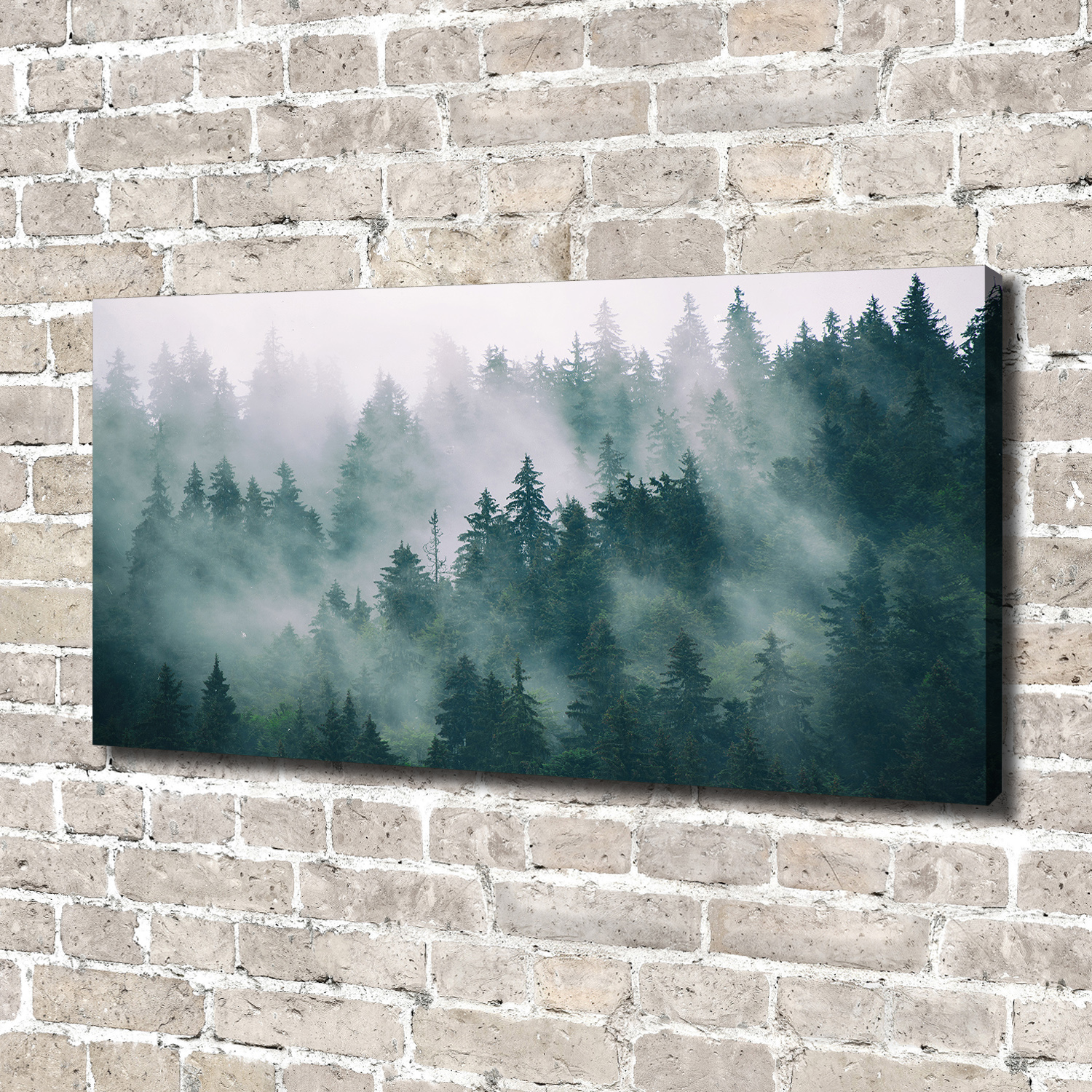 Leinwandbild Kunst-Druck 140x70 Bilder Landschaften Nebel über dem Wald