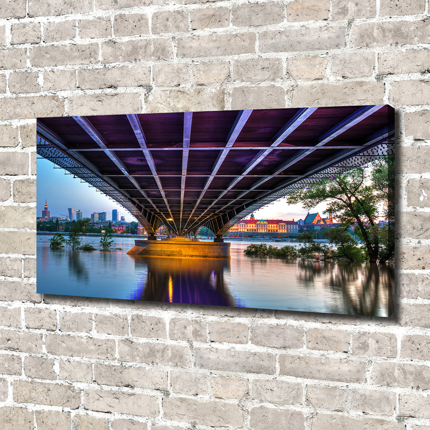 Leinwandbild Kunst-Druck 140x70 Bilder Landschaften Brücke in Warschau