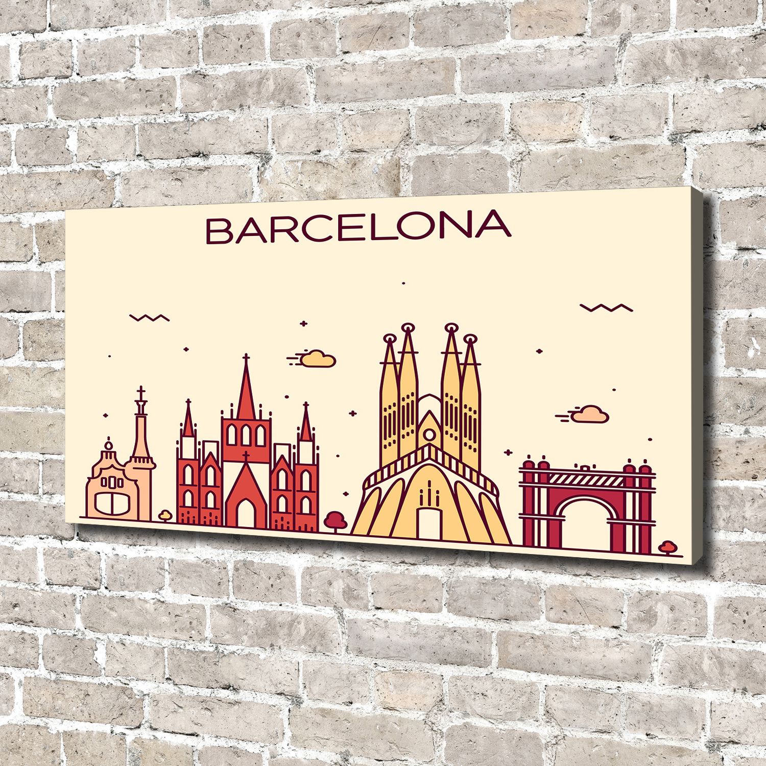 Leinwandbild Kunst-Druck 140x70 Bilder Landkarten Aufschrift Barcelona