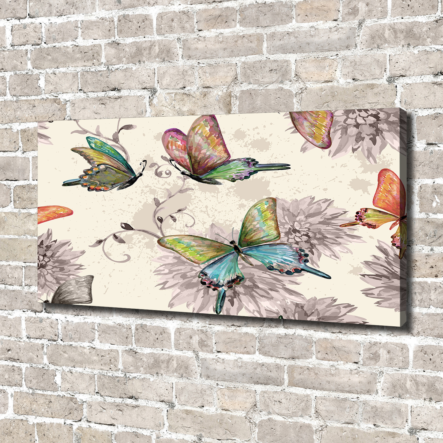 Leinwandbild Kunst-Druck 140x70 Bilder Tiere Schmetterling Blumen