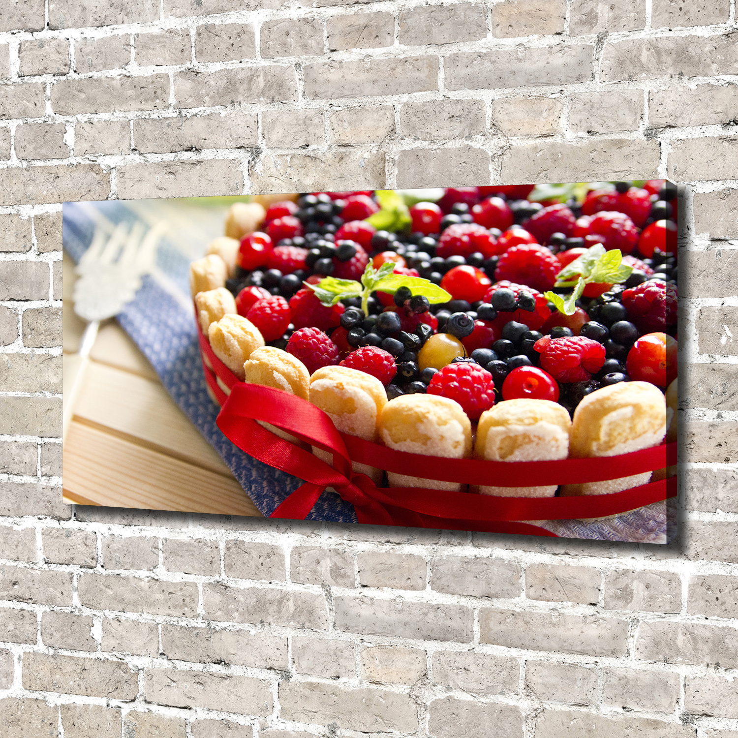 Leinwandbild Kunst-Druck 140x70 Bilder Essen Getränke Waldfrüchte Kuchen