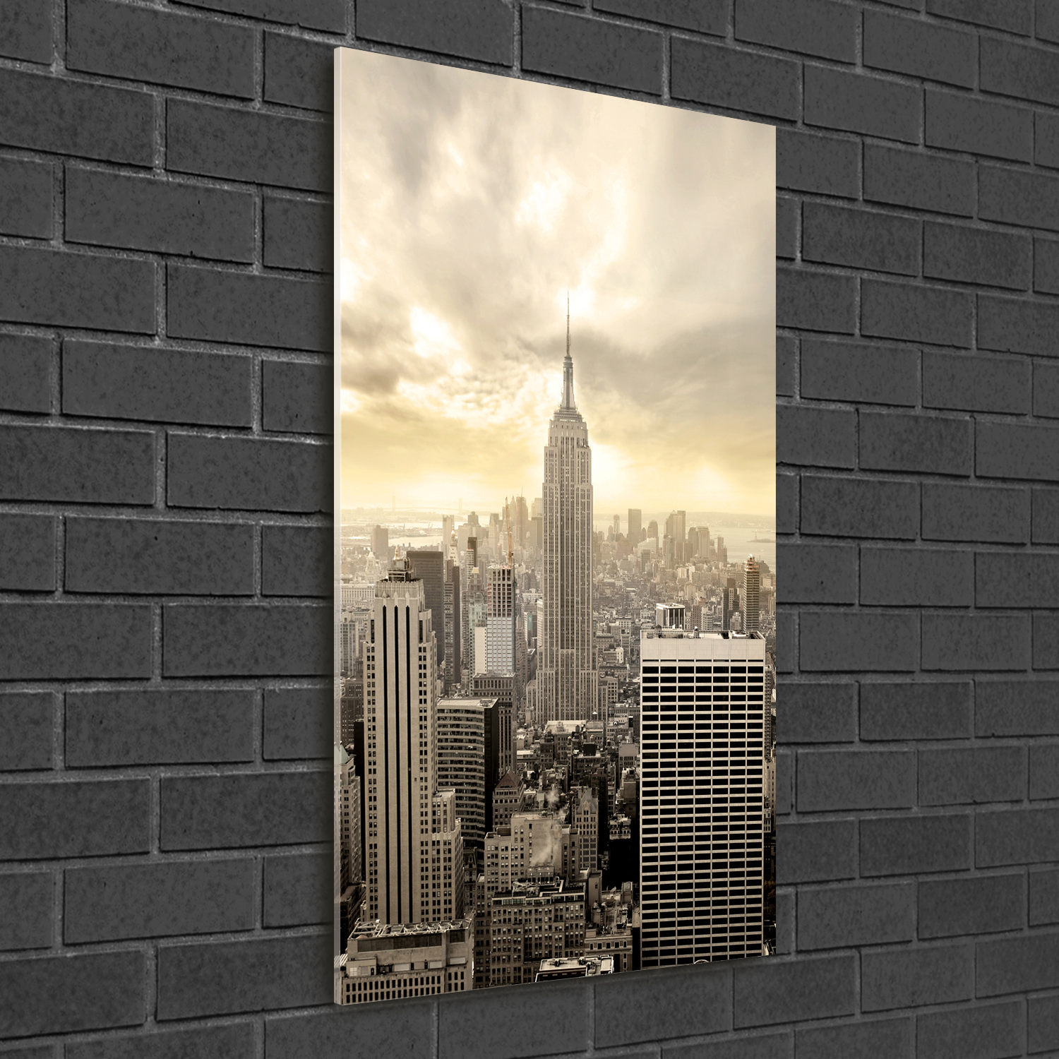 Wandbild Kunst-Druck auf Hart-Glas senkrecht 50x100 Manhattan New York